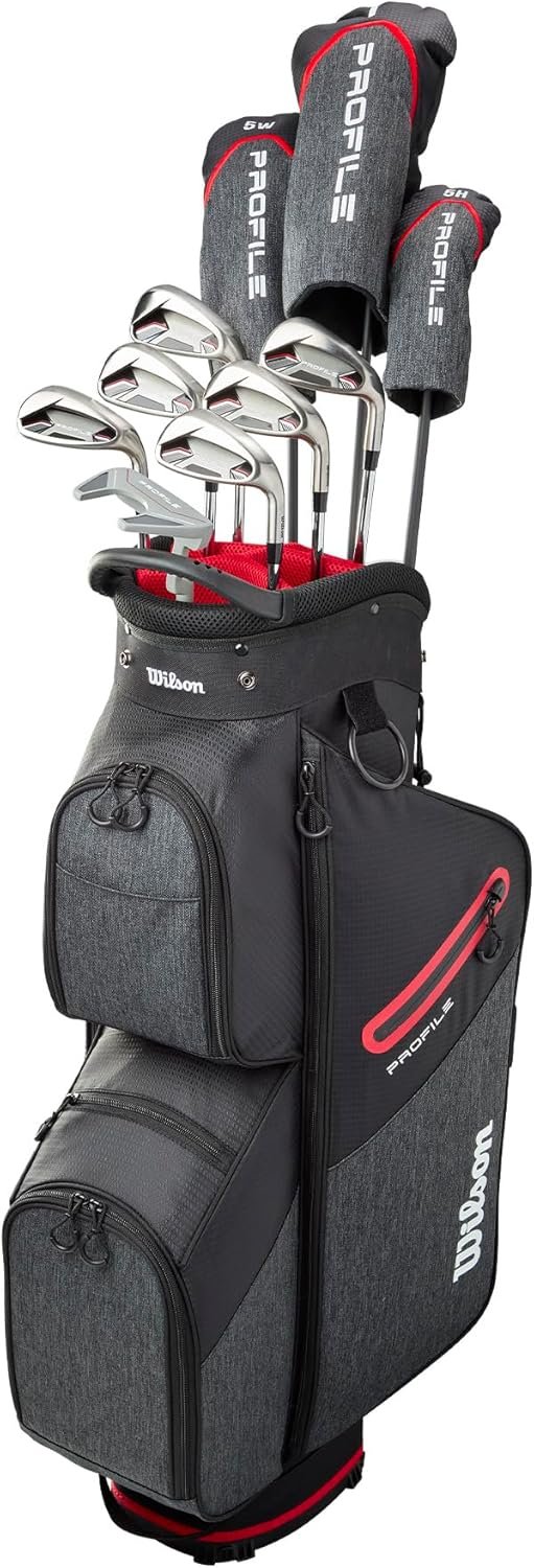 Wilson Senior Profile Complete Golf Set with Cart Bag – Right Hand, Senior, Red/Black/Silver