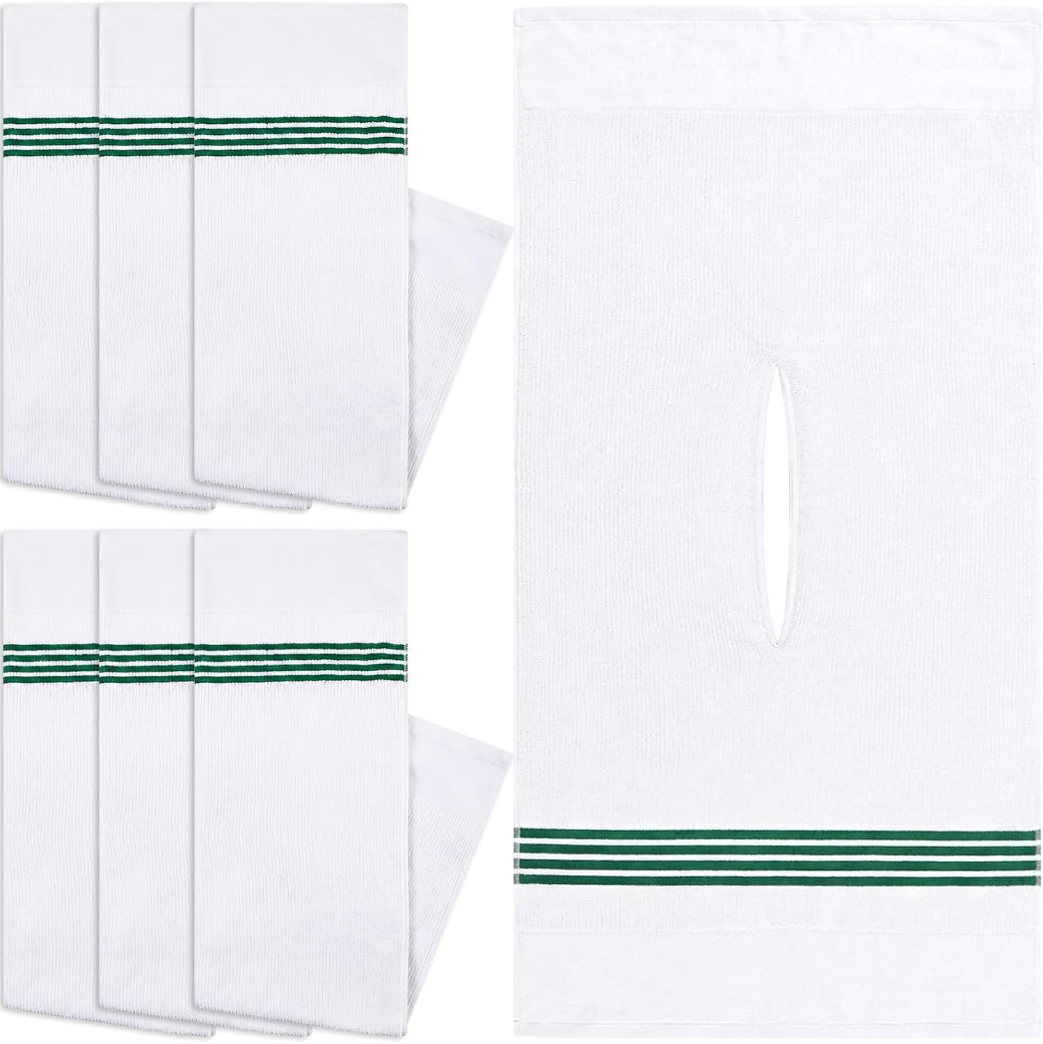 Batiyeer 6 Pcs Golf Caddy Towel 22 x 42 Large Golf Towel with 8″ Center Cut Microfiber Waffle Weave Hanging Golfer Towels for Men Women Professional Lover Gift(White)