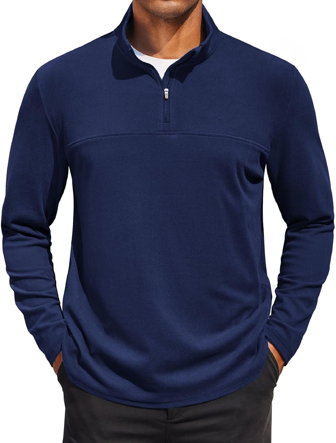 COOFANDY Mens Fleece Quarter Zip Pullover Long Sleeve Mock Turtleneck Sweatshirts Thermal Workout Golf Polo Shirt