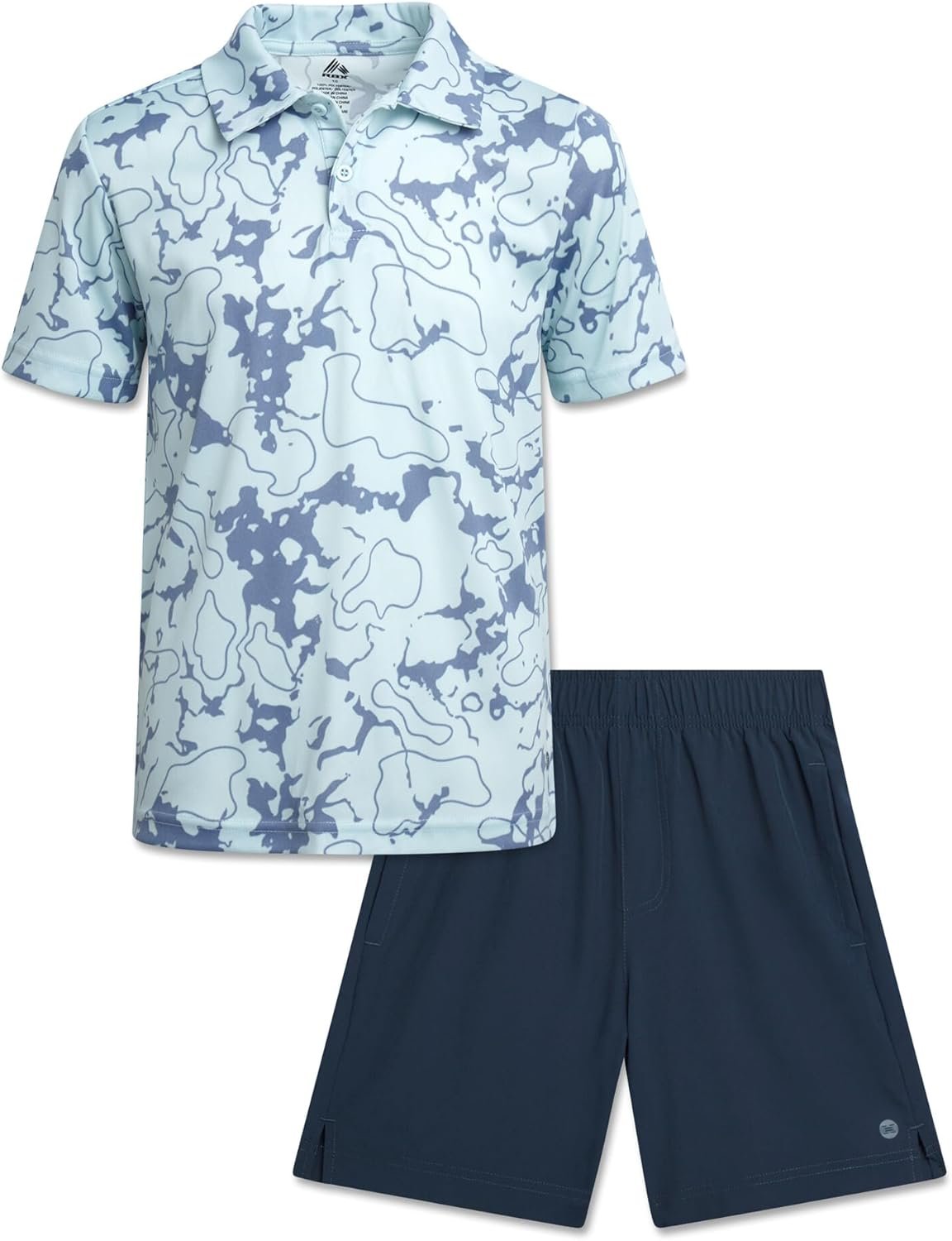 RBX Boys Short Set – 2 Piece Moisture Wicking Lightweight Stretch Performance Golf Polo Shirt and Woven Shorts for Boys