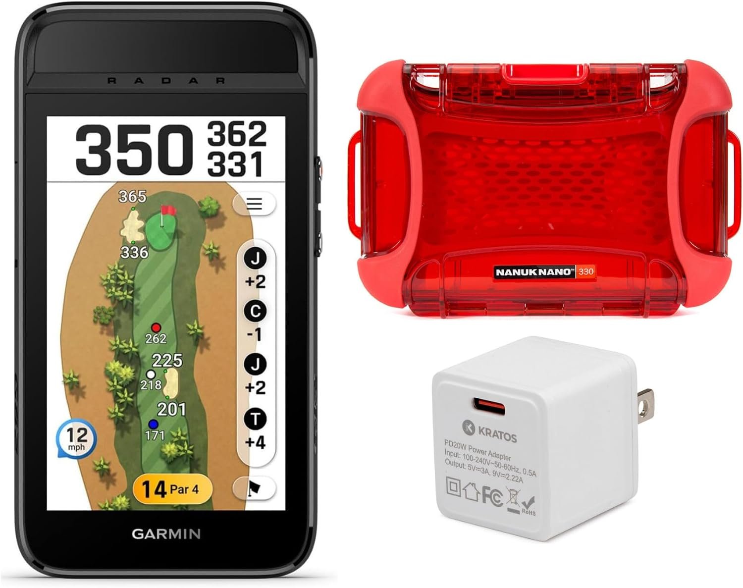 Garmin Approach G82 Launch Monitor and Premium GPS Golf Handheld Bundle with Waterproof Hard Case and Mobile Accessory (3 Items)