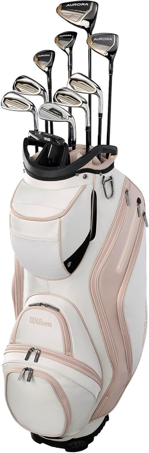 Wilson Women’s Aurora Complete Golf Set with Cart Bag- Right Hand, Standard + Petite