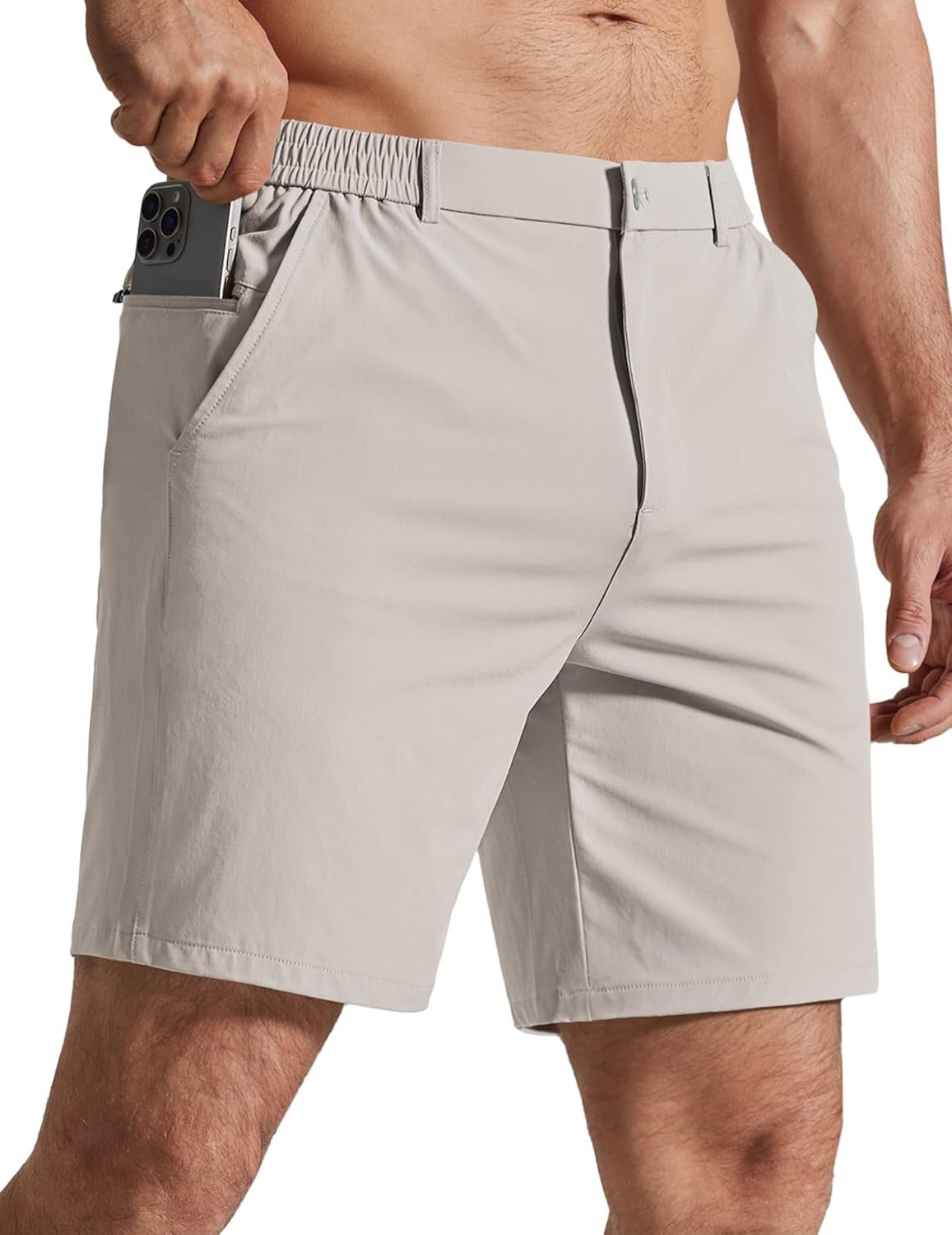 COOFANDY Mens Golf Shorts 7″ Inseam Lightweight Quick Dry Shorts Elastic Waistband with 3 Pockets UPF50