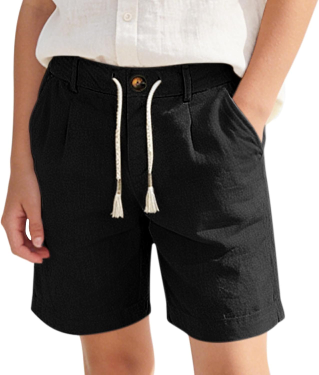 BOOPH Boys Shorts Basic Pull on Chino Shorts School Uniform Clothes for Kids Boy Golf Basketball
