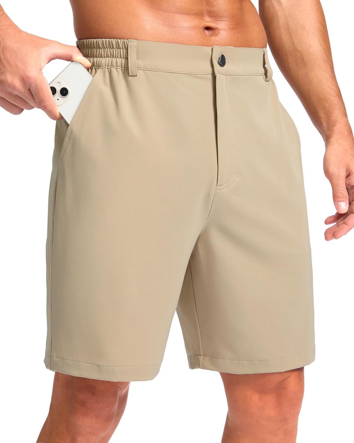 Pudolla Men’s Casual Shorts 7″/9″/5″ Lightweight Golf Shorts with 3 Pockets Stretch Quick Dry Comfy Work Shorts