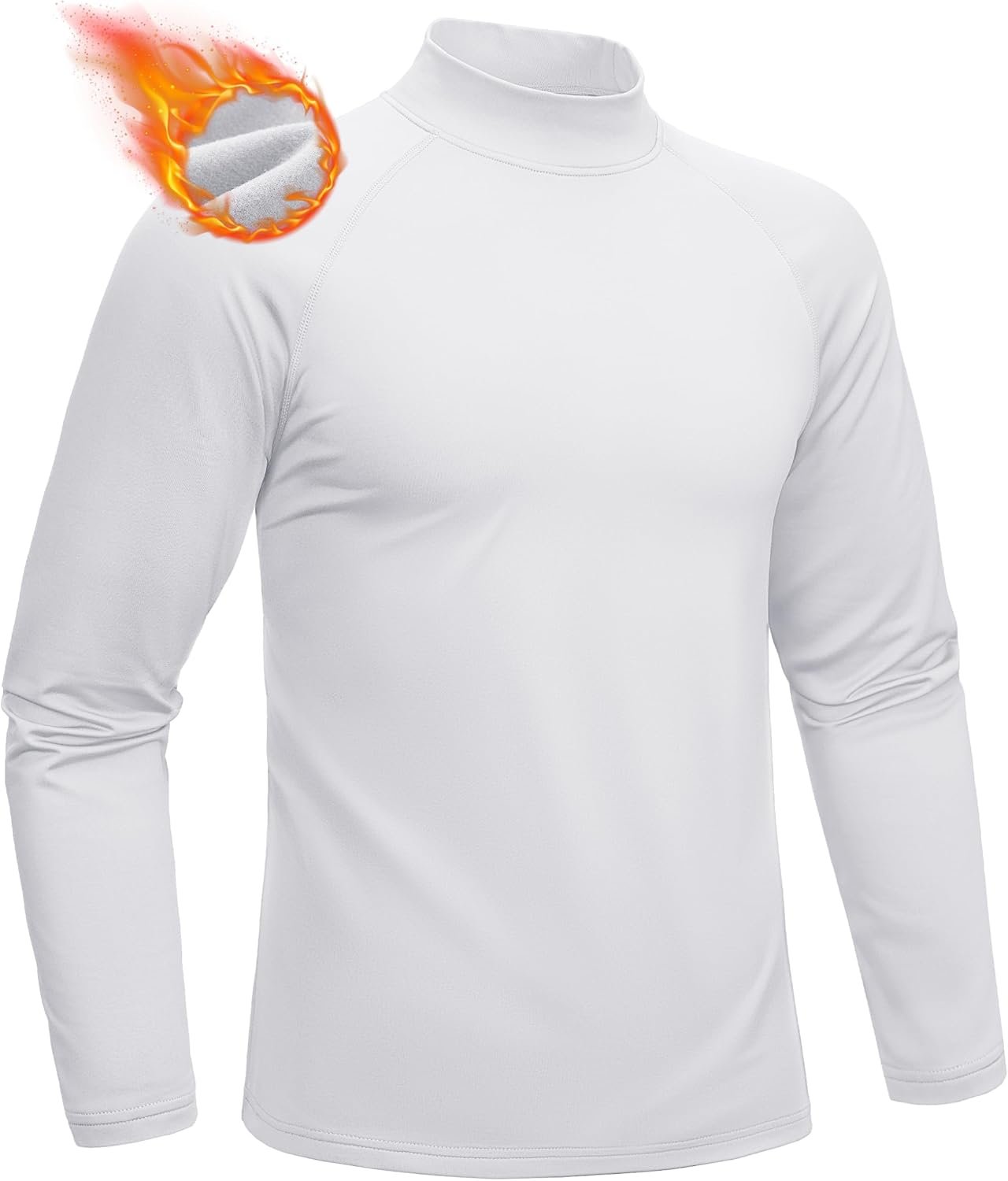 MAGCOMSEN Men’s Thermal Shirt Mock Turtle Neck, Fleece Lined Long Sleeve Undershirts, Athletic Warm Base Layer Winter Top