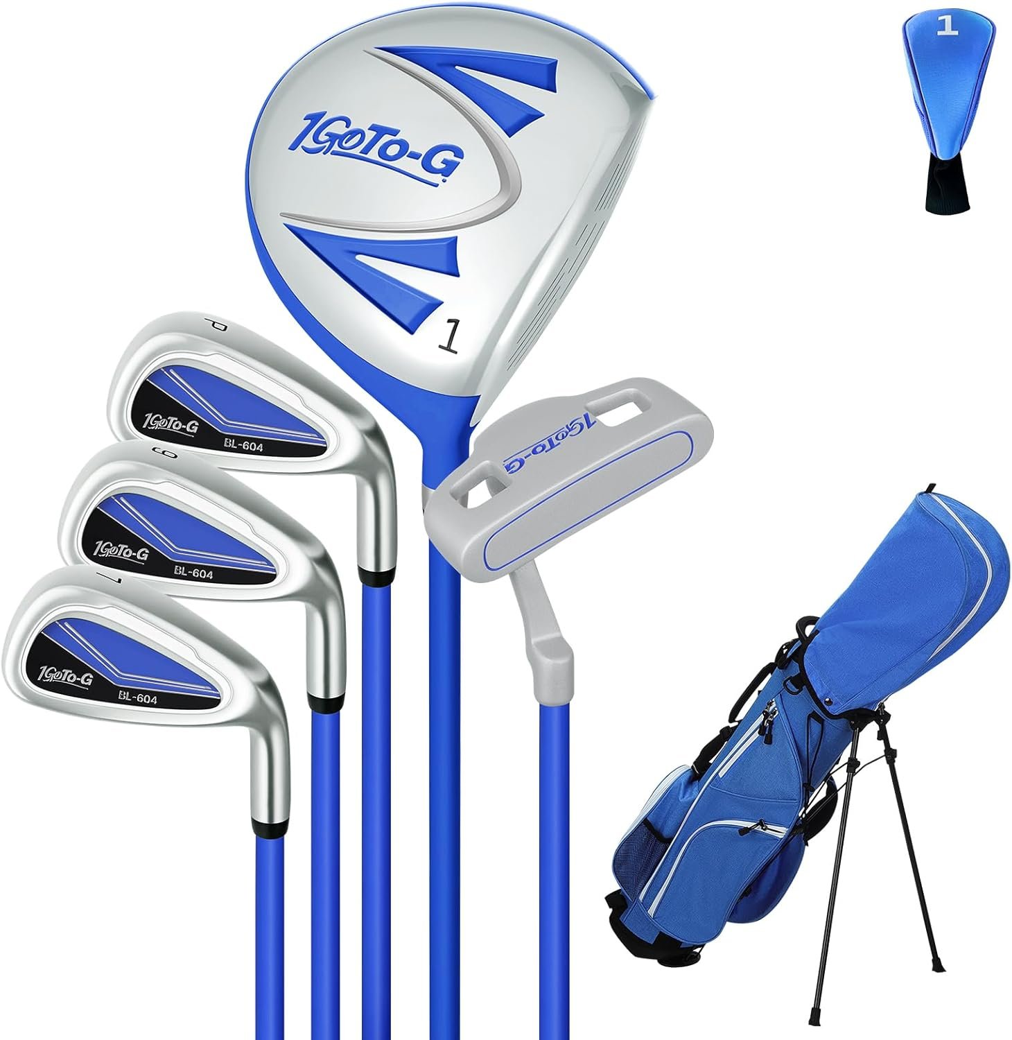 Kids Golf Clubs Set, Youth Golf Clubs Junior Set Ages 9-12 Includes Stand Bag, 1# Drive, 7#, 9# PW# Irons and Putter Right Hand for Boys Girls