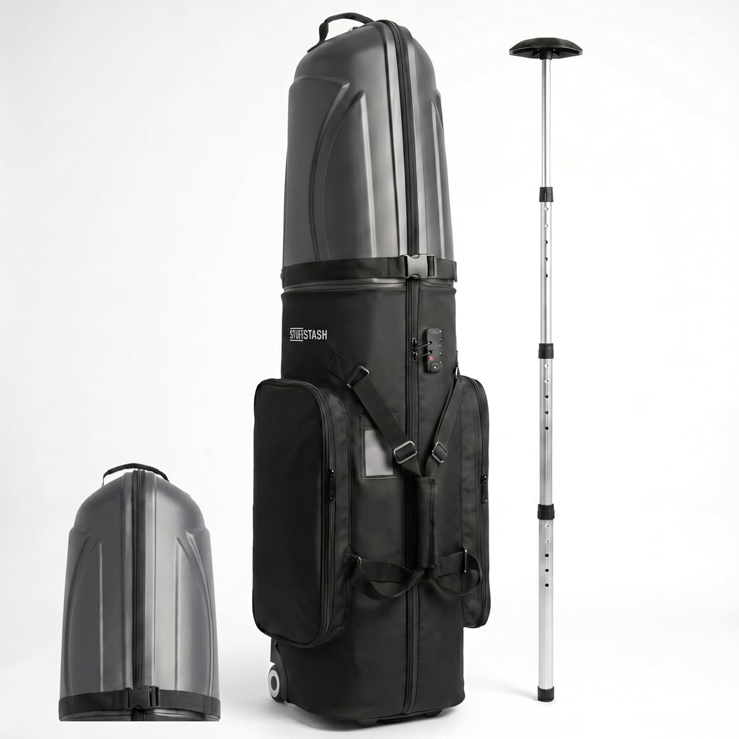 STUFFSTASH Golf Travel Bag for Airlines with Wheels, Hard ABS Shell Golf Travel Case, Internal Support Bar, YKK Zippers, TSA Lock, Waterproof Pockets, Golf Club Travel Bag for Airplane Travel