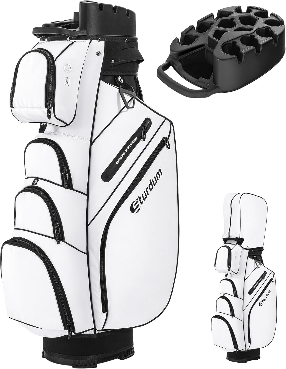 T-Lock Golf Cart Bag, 14 Way Organizer Full Length Divider Top, Rigid Inner Shell, Silent Cart Bags for Men with Handles Ergonomic Padded Strap, Rain Cover