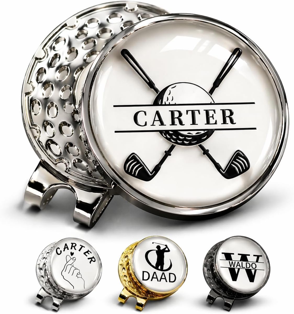 Personalized Golf 3D Ball Marker with Magnetic Hat Clip – Custom Logo/Text/Icon Design 1″ Golf Ball Marker for Golfers Unique Golf Gift for Men & Women