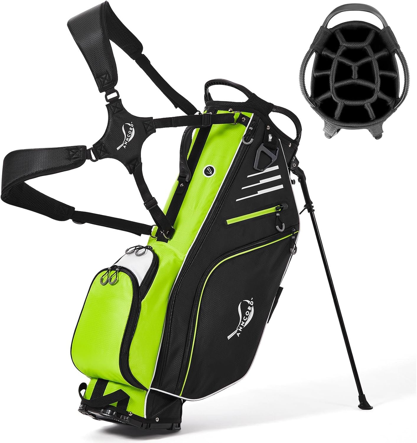 ANNCORD Golf Stand Bag 14 Way Top Dividers Full-Length with Stand, 8 Pockets, Cooler Pouch, Waterproof Golf Bag for Men, Dual Strap, Rain Hood