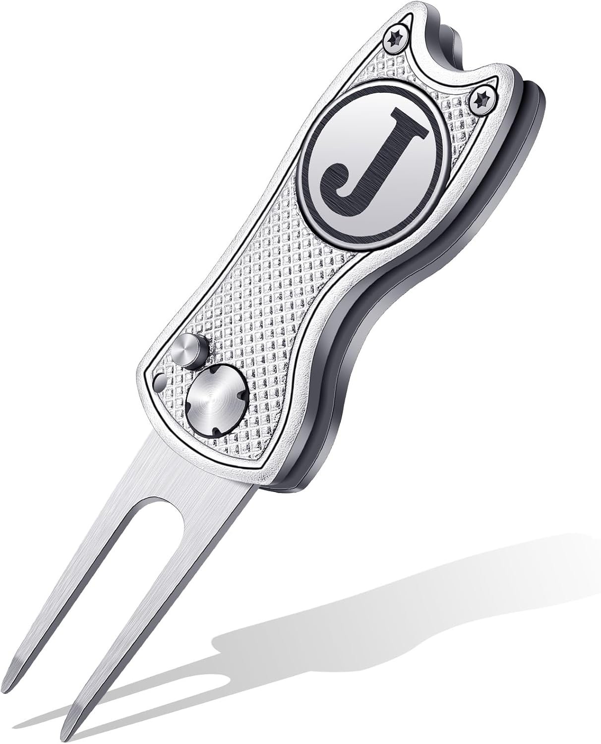 Golf Divot Repair Tool with Letter Ball Marker Custom Monogrammed Initial Green Divot Tool Golf Accessories Foldable Metal with Magnetic Putt Alignment Gifts for Men Father