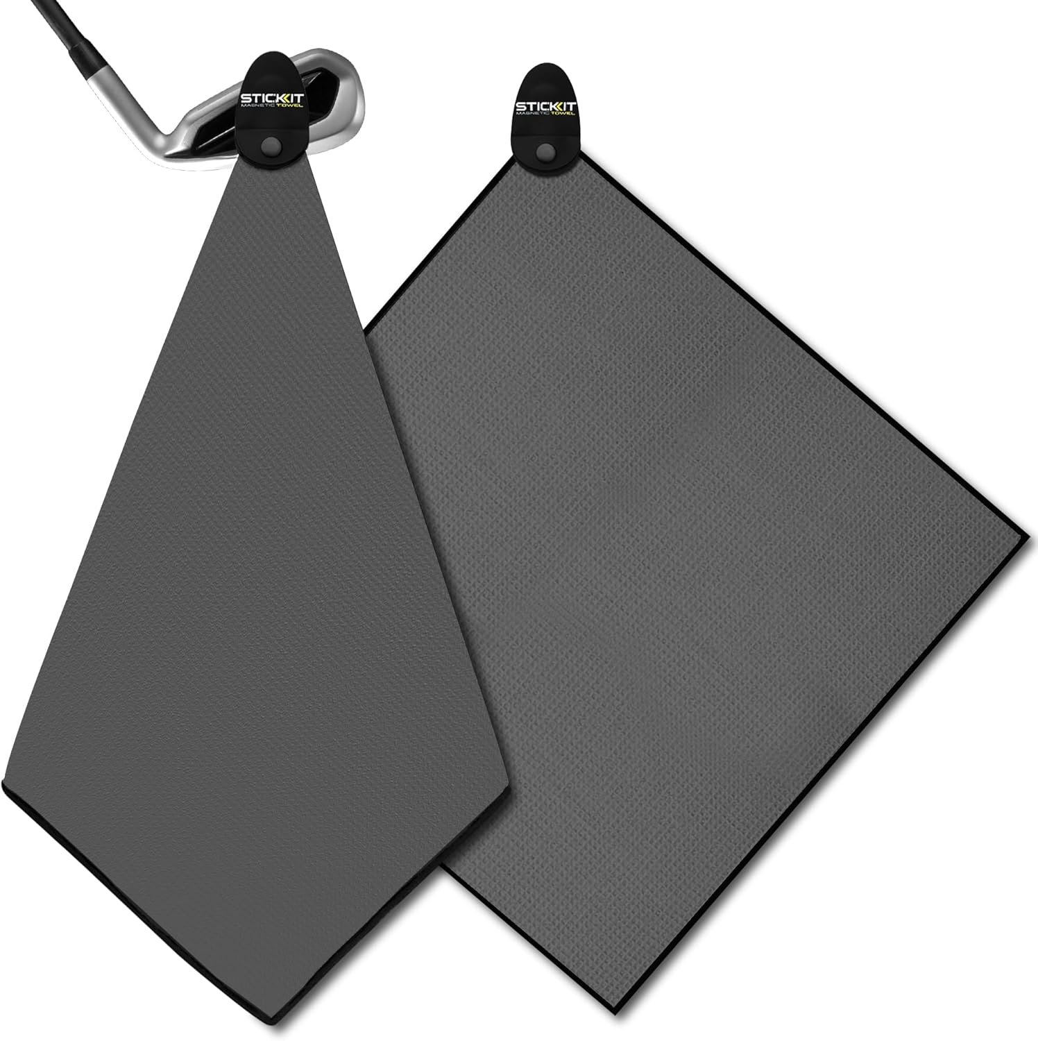 STICKIT Magnetic Golf Towel – Ultra-Absorbent with Waffle Weave Microfiber & Removable Magnet – Golf Towel with Magnet for Bags, Clubs & Carts – Removes Dirt, Grass & Debris from Club Face – 29″ x 29″