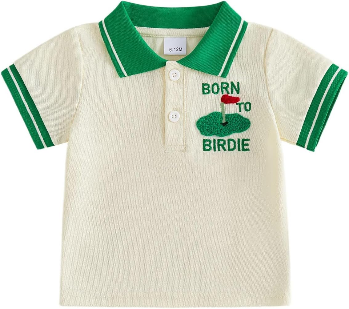 BULINGNA Toddler Baby Boy Summer Golf T-Shirt Top Waffle Knit Short Sleeve Turn Down Collar Polo Shirt 1-5T