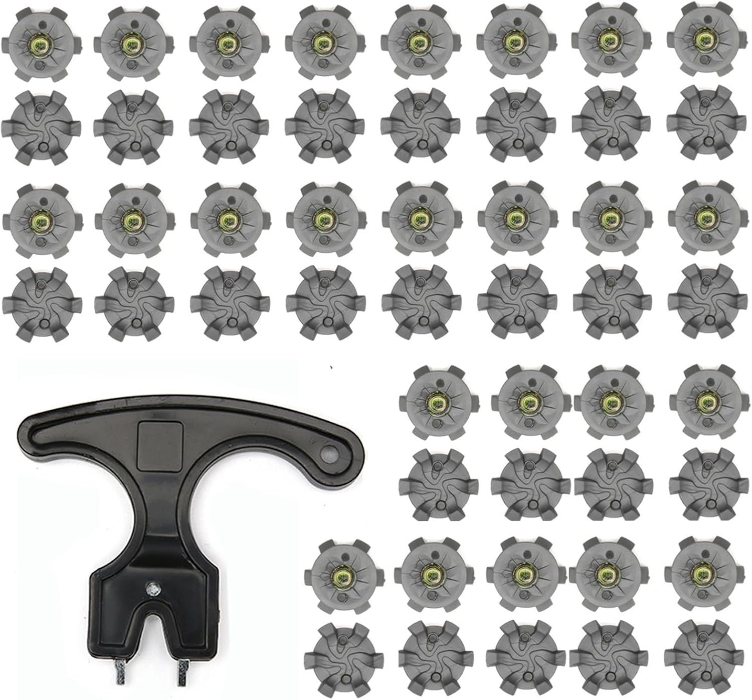 51 Pcs Golf Shoe Spikes Replacement Kit – 6mm Metal Thread Golf Cleats with 50 Spikes and Removal Spanner, Durable TPU Studs for Enhanced Traction and Stability (Grey)