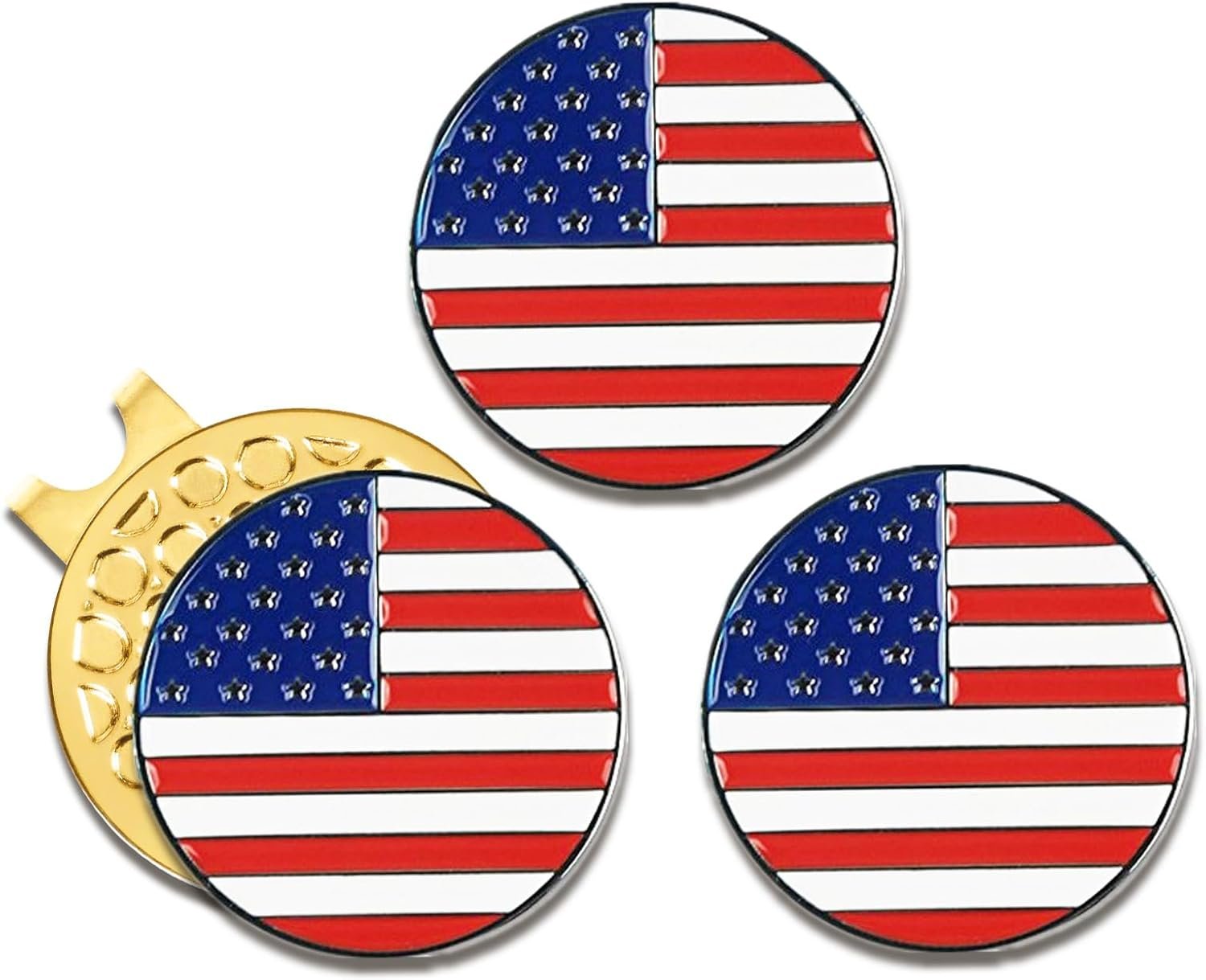 Amy Sport Golf Ball Marker with Magnetic Hat Clip Gold Value Sets, Metal Markers Holders Removable Easily Attach to Cap or Belt, Golf Divot Tool Accessories for Men Women Golfer
