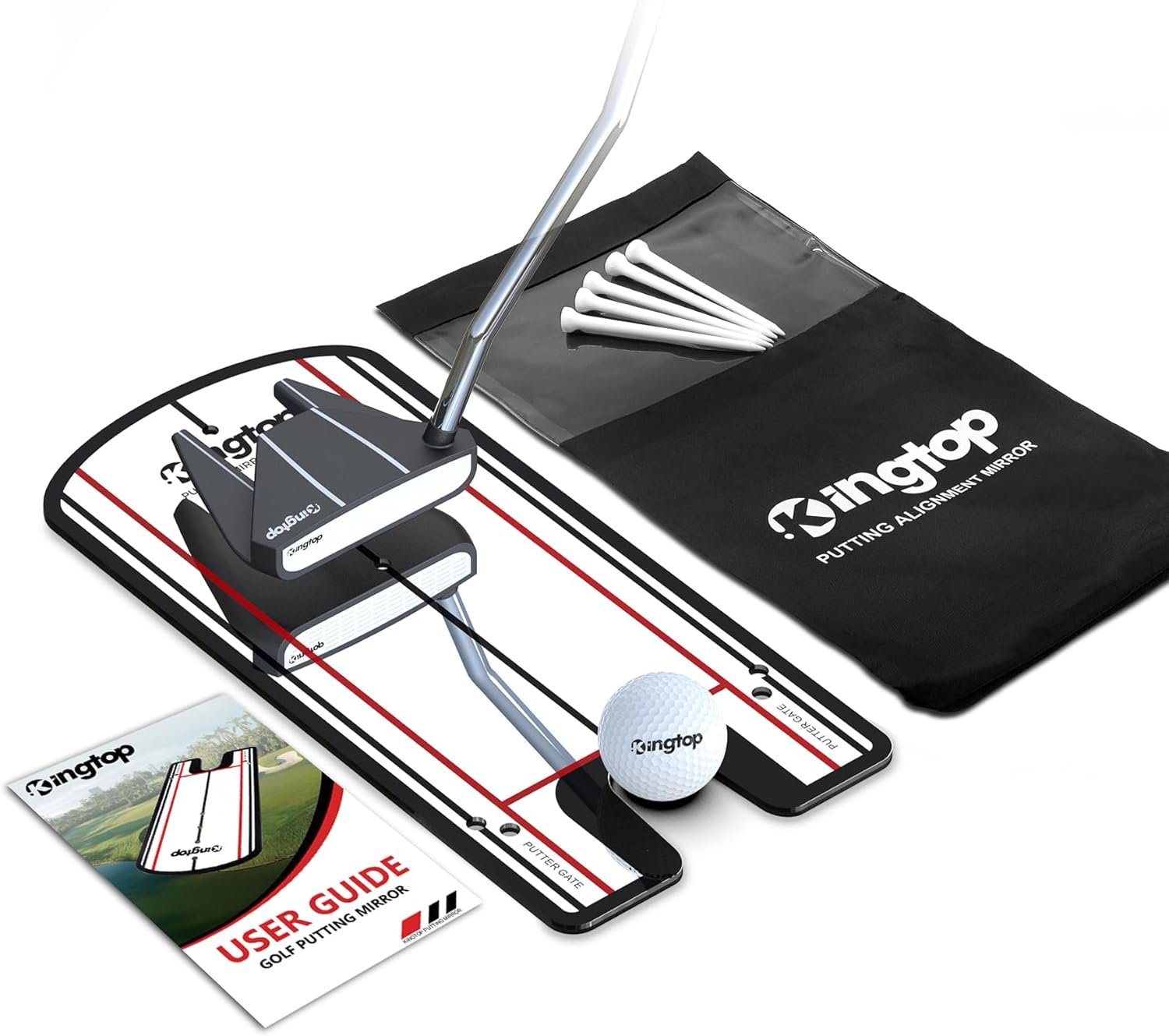 KINGTOP Golf Putting Mirror – Alignment Putting Training Aids for Consistency & Accuracy – Ideal for Indoor | Outdoor Practice, with Carry Bag and Golf Tees