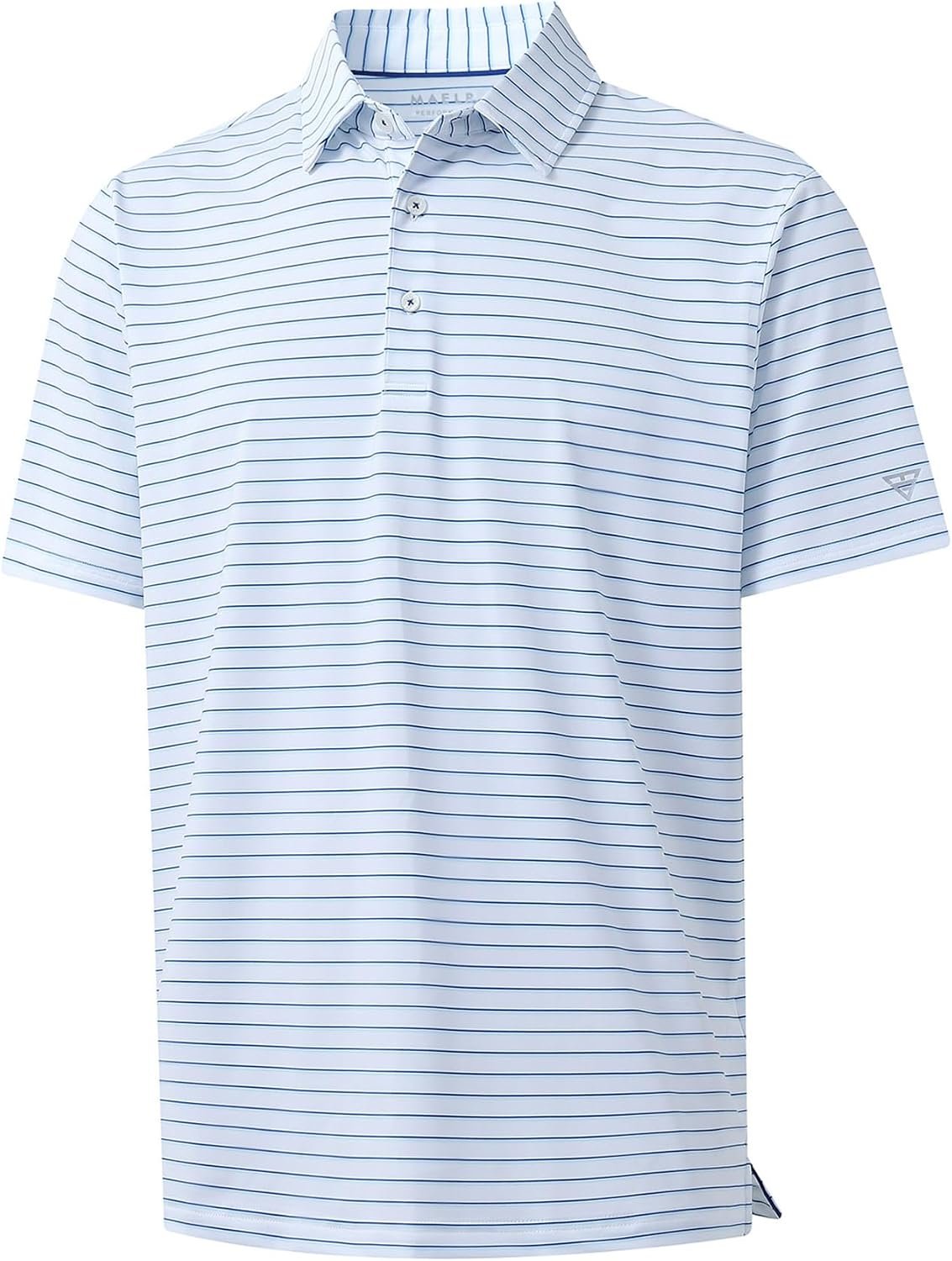 M MAELREG Boys’ Polo Shirt Striped Short Sleeve Moisture Wicking Performance Stretch Active Casual Collared Kids Golf Shirt