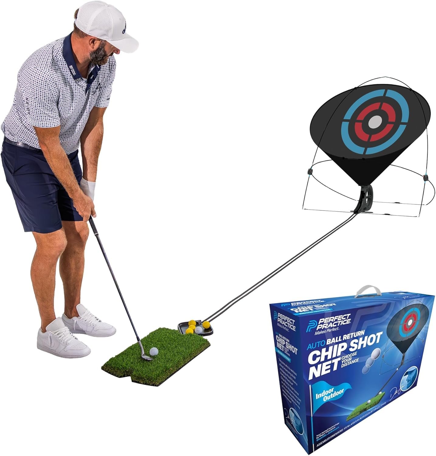 Perfect Practice Putting Mat & Chipping Net, Indoor & Outdoor Putting Green, Chipping Mat for Home & Office, Premium Golf Training Aids for Putting Practice with Realistic Turf, Golf Gifts for Men