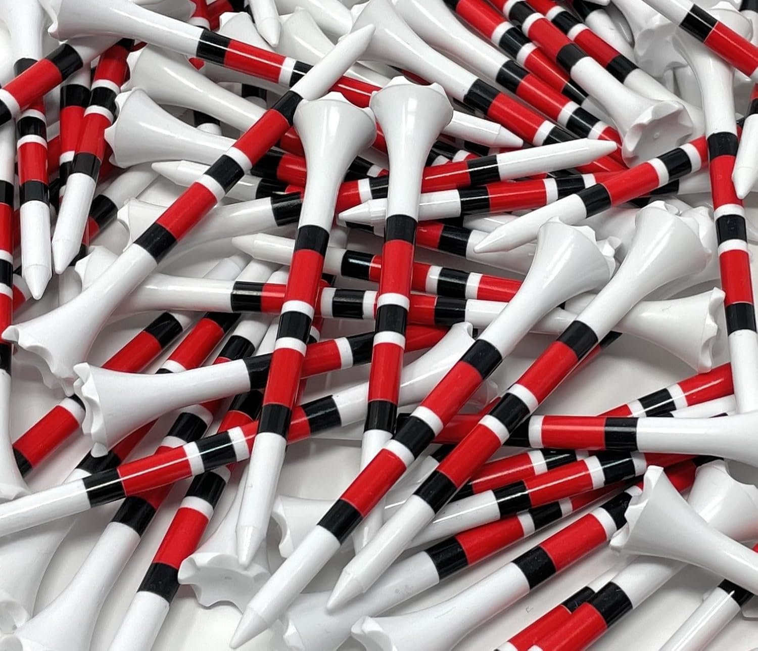 NorthPointe 3 ¼” Golf Tees Plastic – White w/Red or Green Stripes – 100 Plastic Golf Tees in Bulk