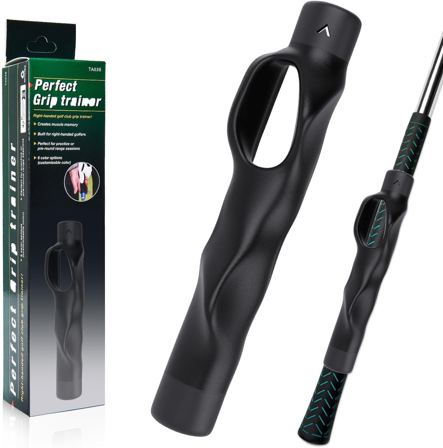 Golf Grip Trainer, Golf Club Grip Trainer for Right Hand,Improves Grip Strength and Accuracy,Trains Correct Hand Position for Stable Swing,Golf Training Swing Aid for All Level Golfers Black,1 Pack