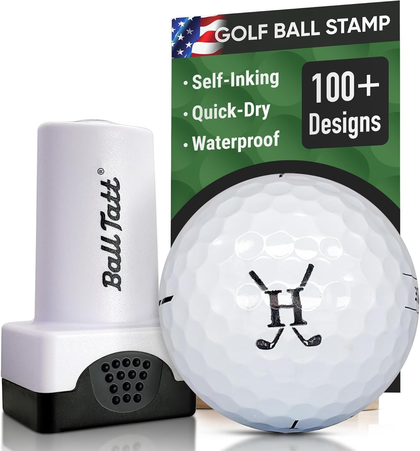 Golf Ball Stamp Personalized Monogram Initial Self-Inking Marker Quick Dry Permanent Ink Reusable Golf Ball Marker to Identify Balls Ideal Golfer Gift