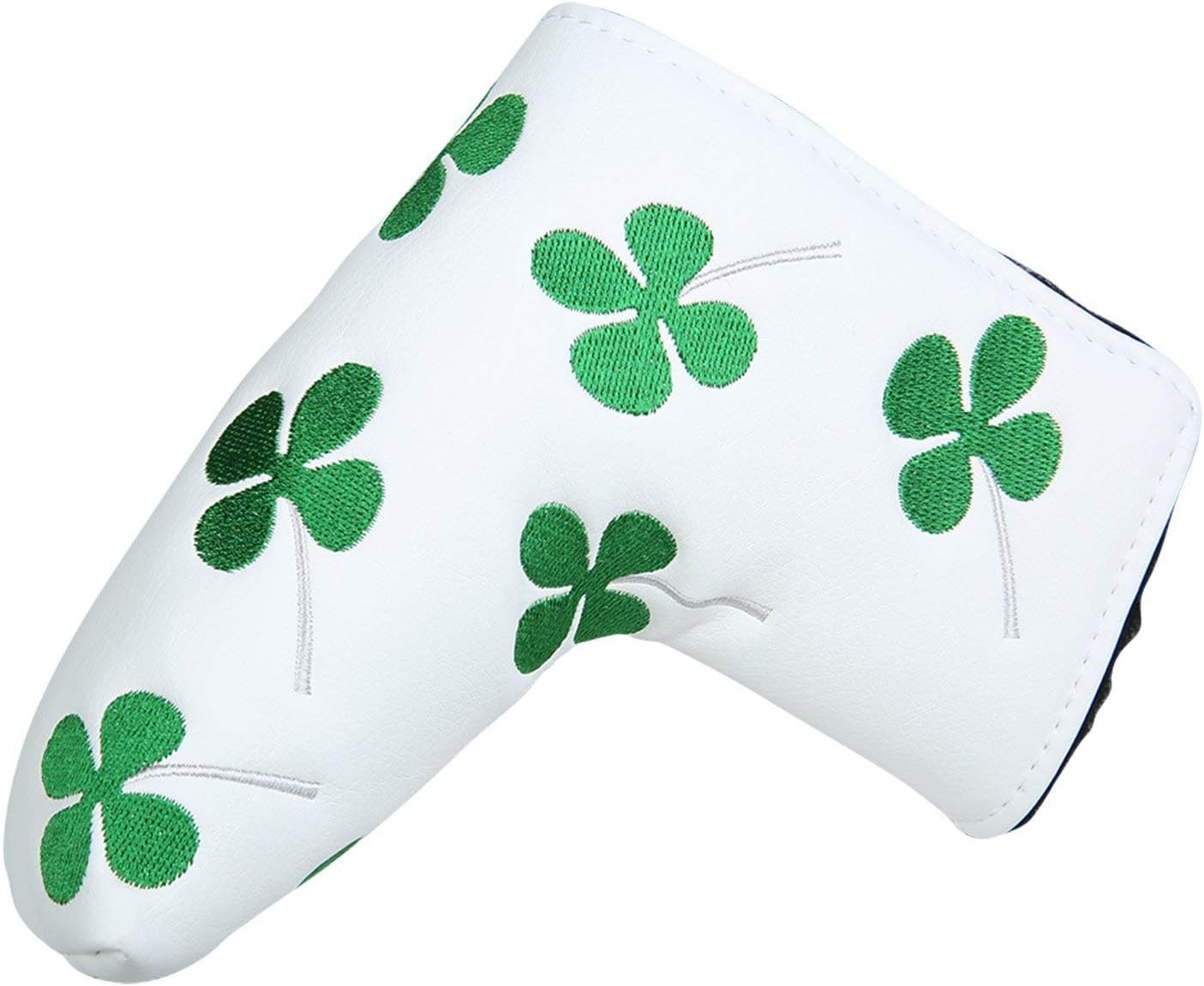 SEACLOUD Golf Putter Cover Blade Head Cover Four Leaf Clover Pattern with V-Closure Luck for Golf Headcover