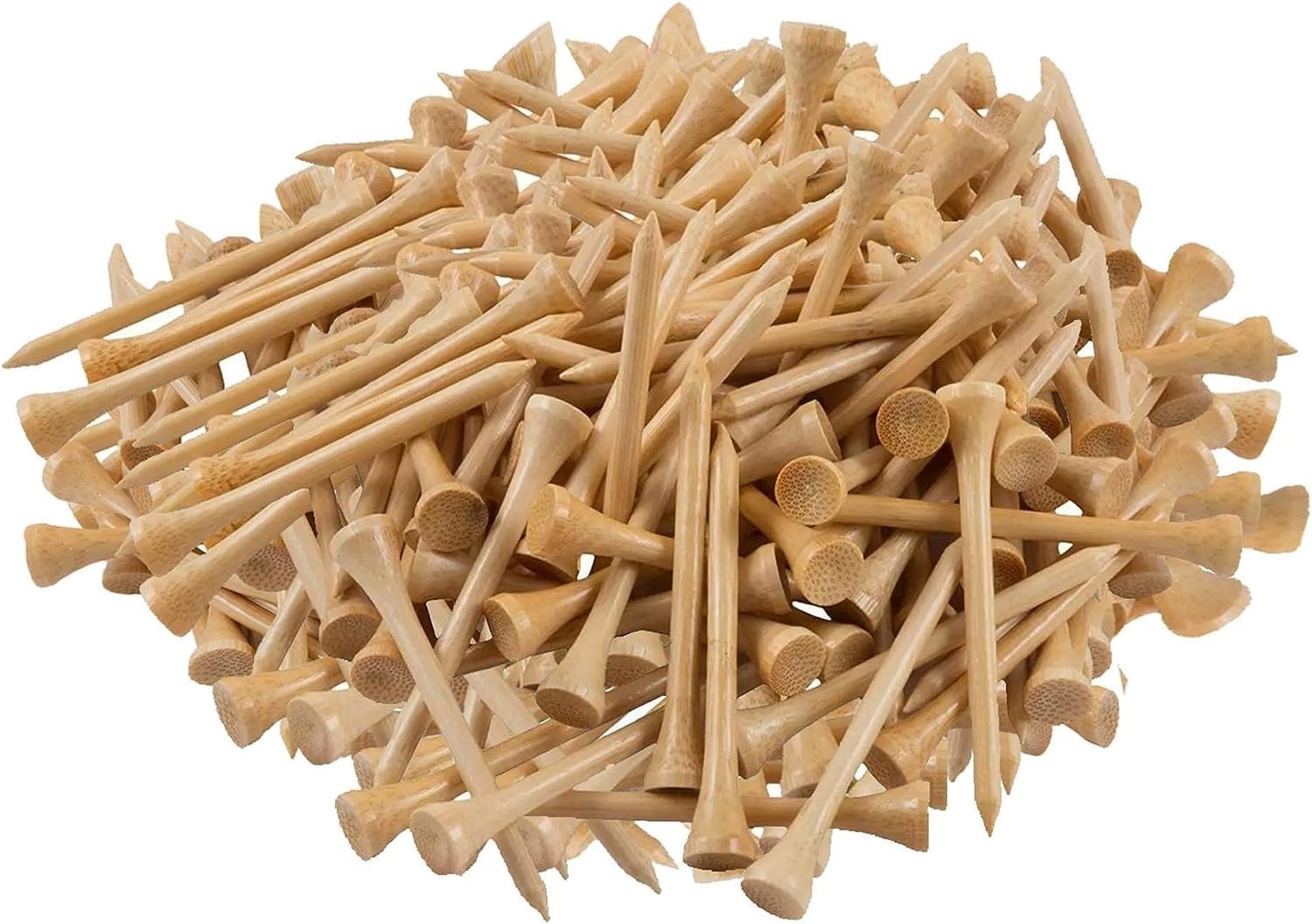 1000 Pcs Per Pack Natural Bamboo Golf Tees. 2.75 Inch (7cm) Length Stronger Than Wood No Side Spin Friction. PGA Approved for Professional Player’s Tournament or Beginner’s Trainning.