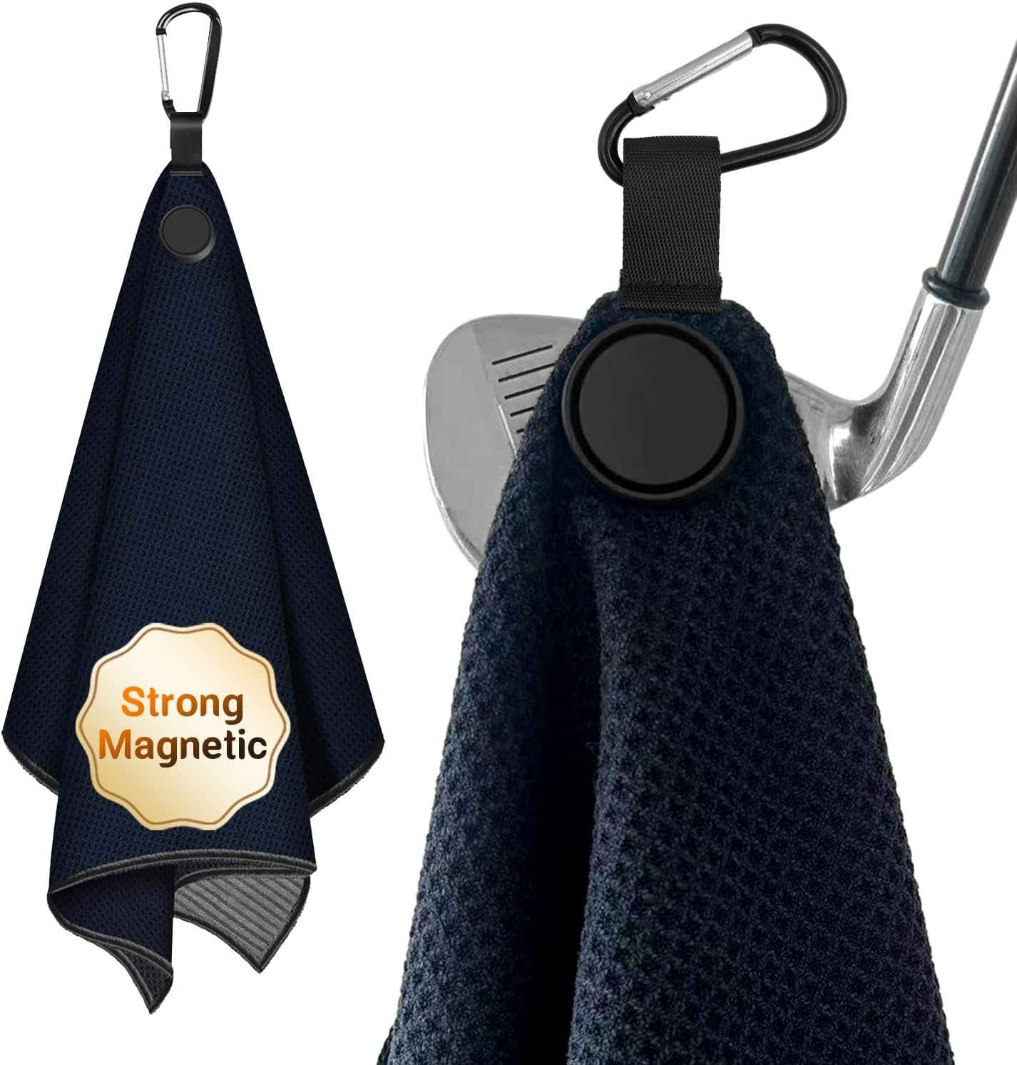 Strong Magnetic Golf Towel, Extra Large 23.6″x15.7″ Ultra-Absorbent Microfiber Golf Cleaning Towel with Waffle Weave Design, Easily Attaches to Golf Carts and Clubs, Golf Towels for Golf Bags