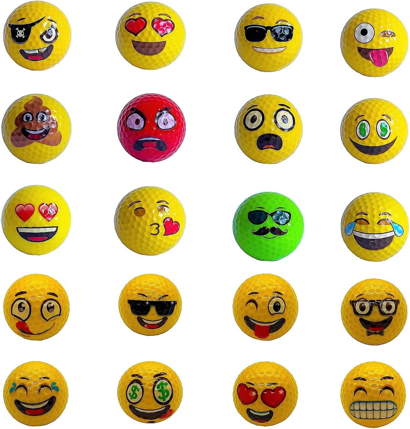 Lightahead USGolfer – Set of 12 Unique Emoticon Fun Putting Practice Golf Balls, Randomly Selected from Listing Images – Novelty Golf Gift