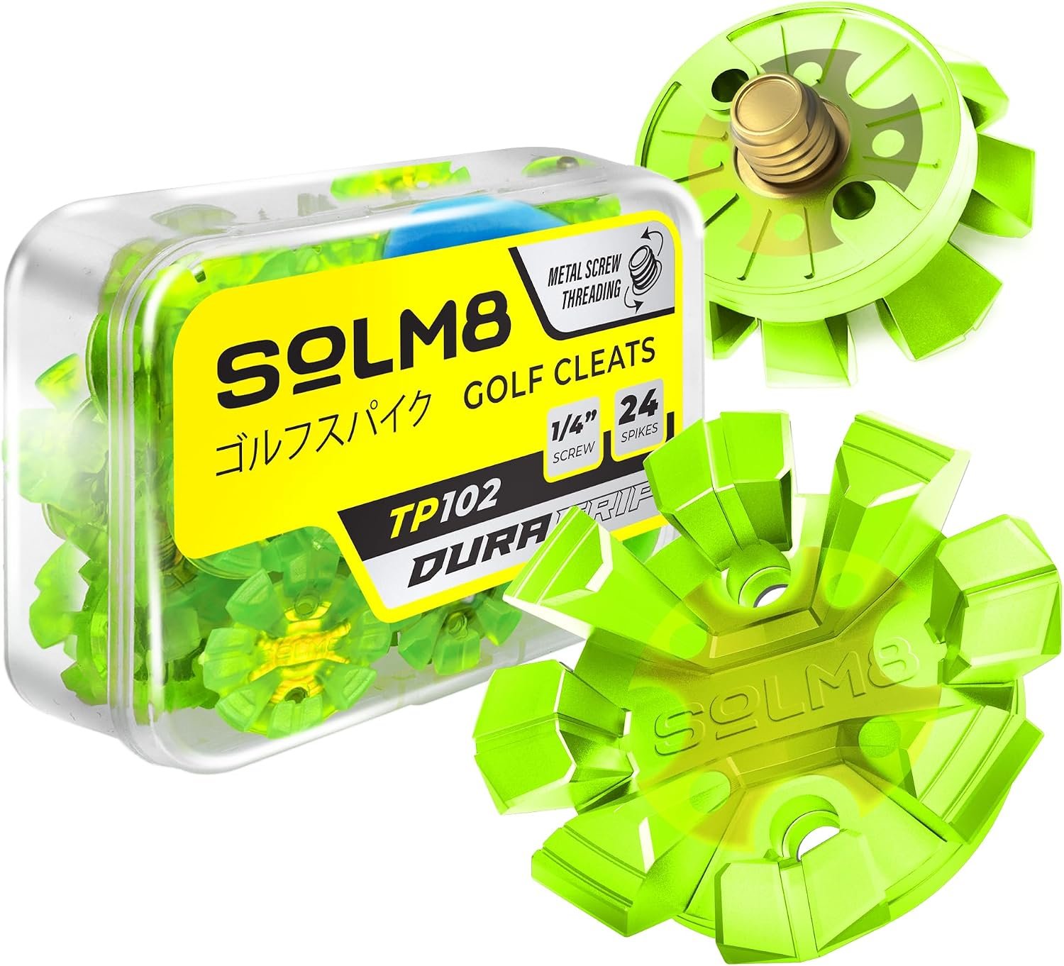 SOLM8 Golf Shoe Replacement Spikes – Metal Screw Threading Dia ¼ Inch/6mm Easy to Install on Cricket & Golf Cleats (Spanner Included)