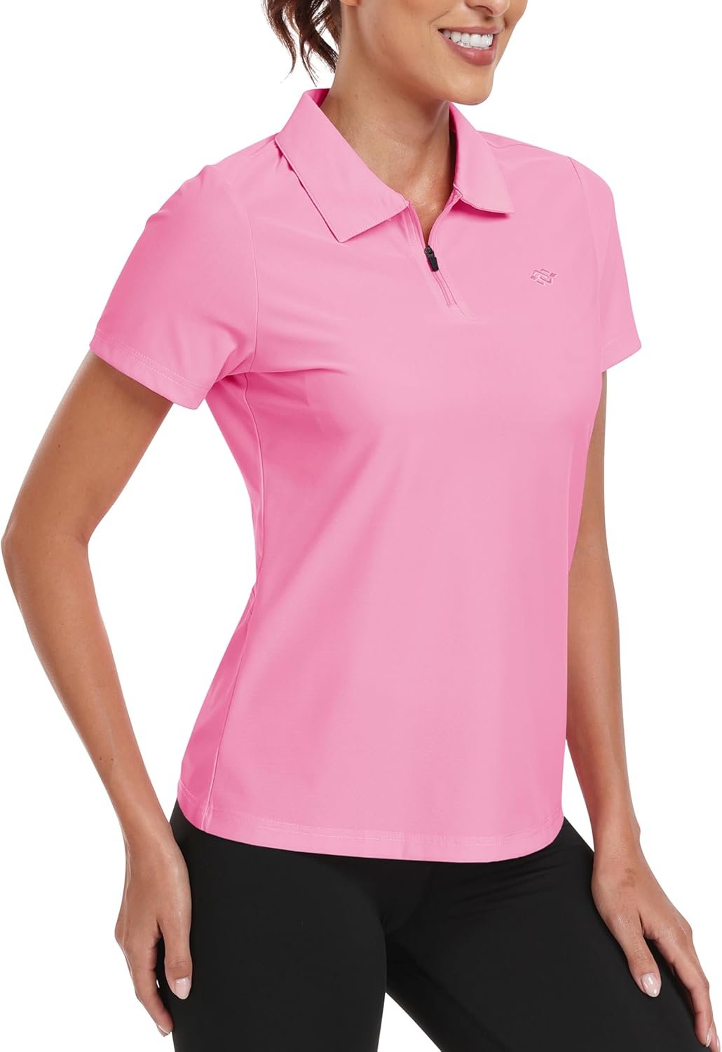 MoFiz Women’s Golf Polo Shirt Short Sleeve UPF 50+ Collared 1/4 Zip Tennis Tops Quick-Dry Lightweight Cooling Athletic Shirt