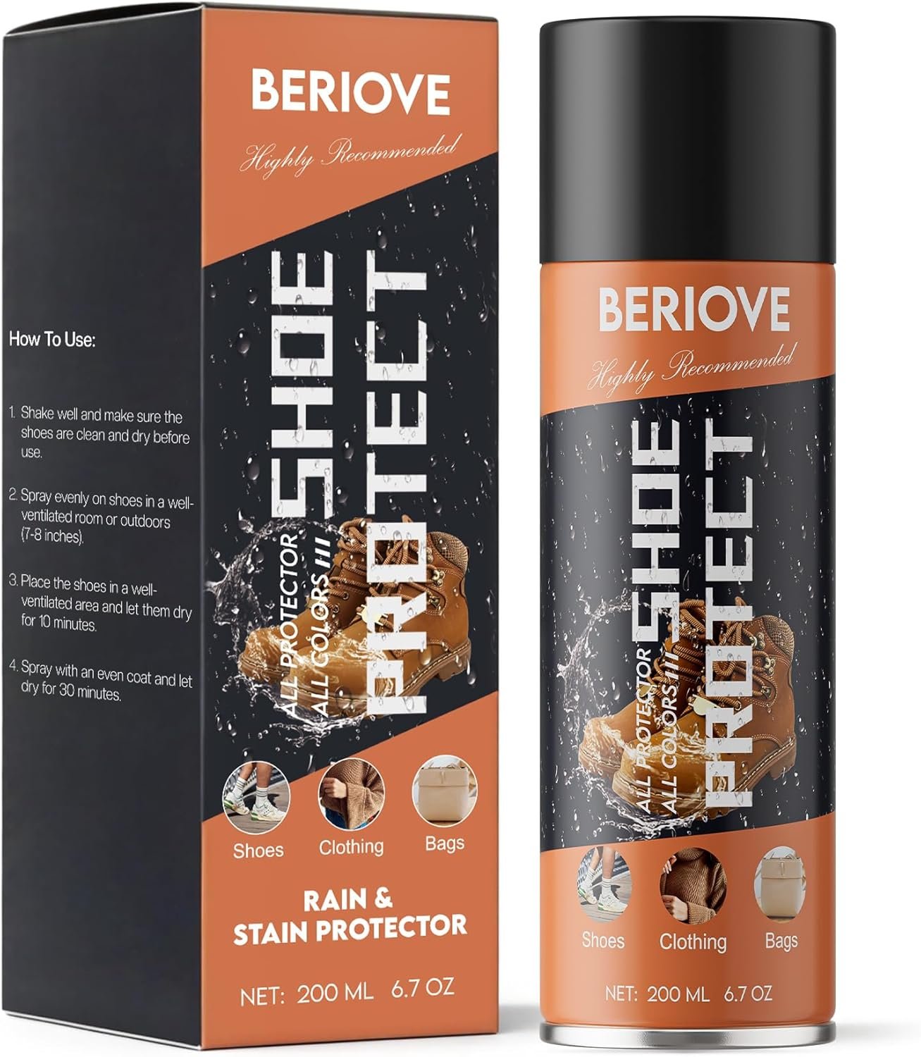 Protect Shoe Protector Spray – Rain & Stain Water Repellent – Waterproofing Spray for Leather Suede Hats 6.76 OZ