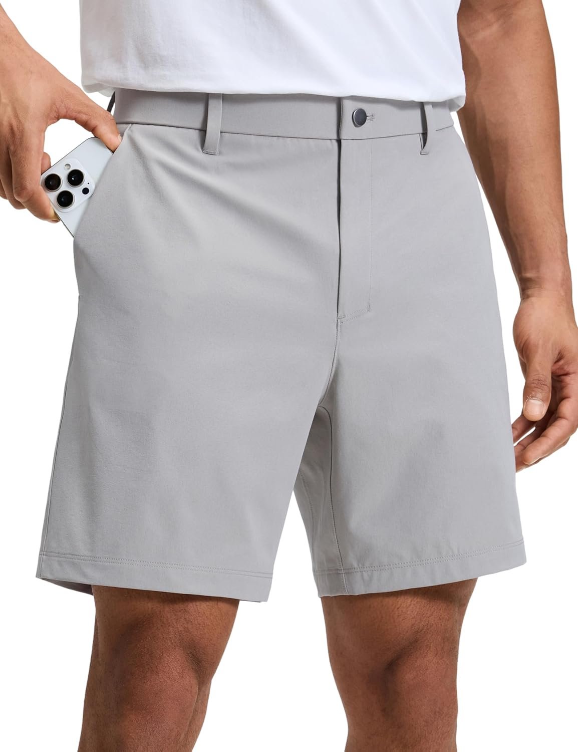CRZ YOGA Breeze Comfy Golf Shorts for Men – 7″ Lightweight Quick Dry Casual Athletic Work Flat Front with Pockets