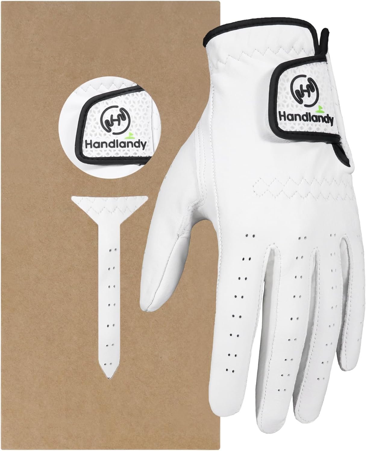 HANDLANDY Golf Gloves for Men Women Left Hand, QUALIHIDE Calfskin Leather Golf Glove for Womens/Ladies with Enhanced Durability and Grip Control