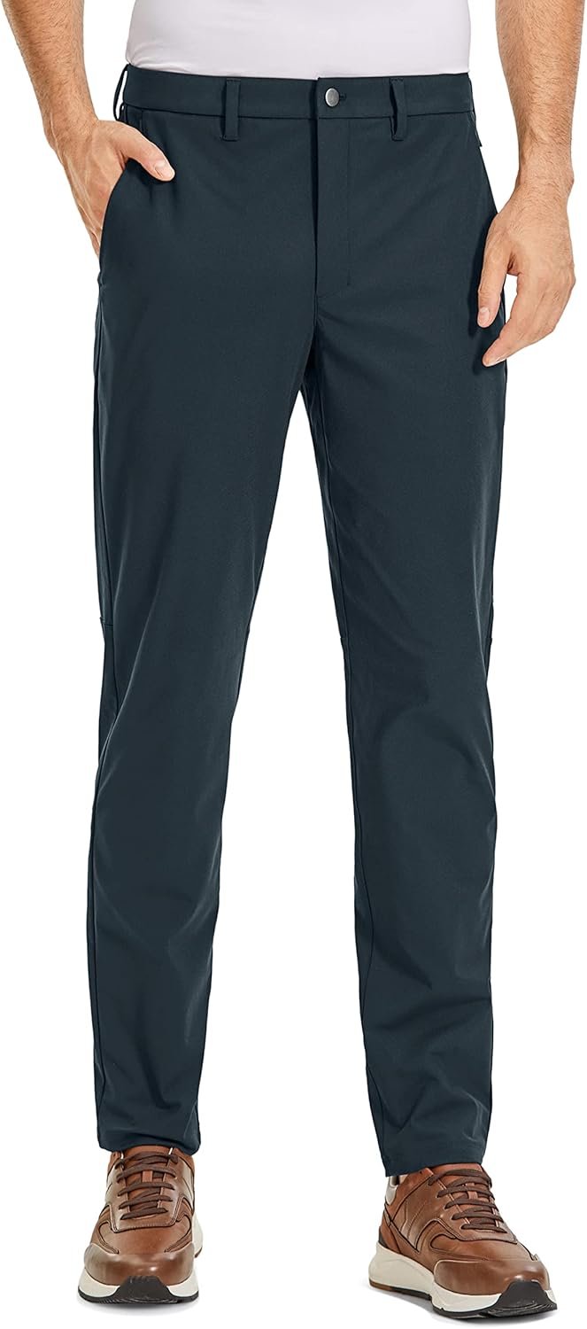 CRZ YOGA Men’s All Day Comfy Golf Pants – 28″/30″/32″/34″/36″ Quick Dry Lightweight Work Casual Trousers with Pockets