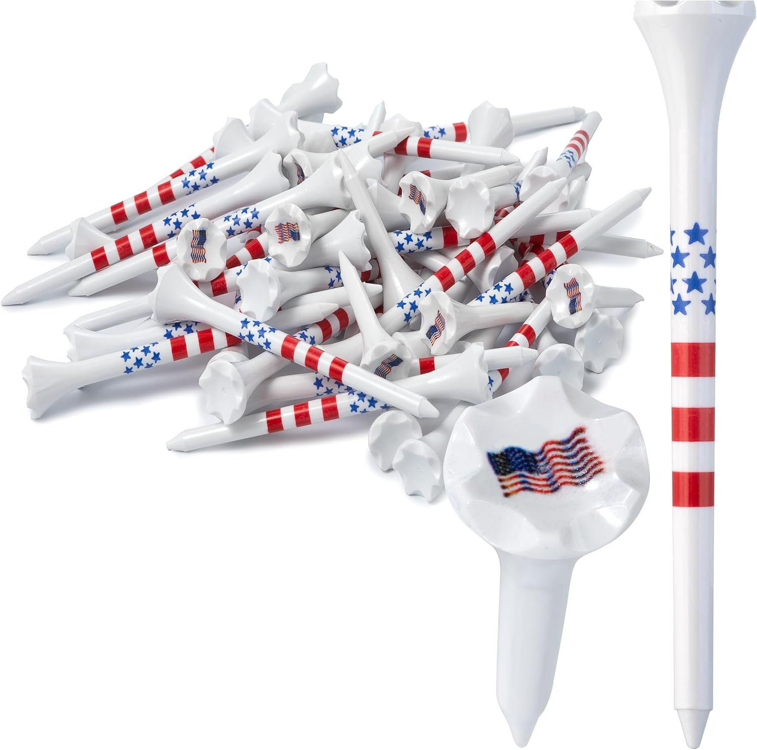 NorthPointe Golf Tees Plastic Combo Length Pack of 50 Includes (40 Count) 3 ¼” Plastic Golf Tees + (10 Count) 1½ Plastic ShortTees for Irons, Hybrids, Par Threes