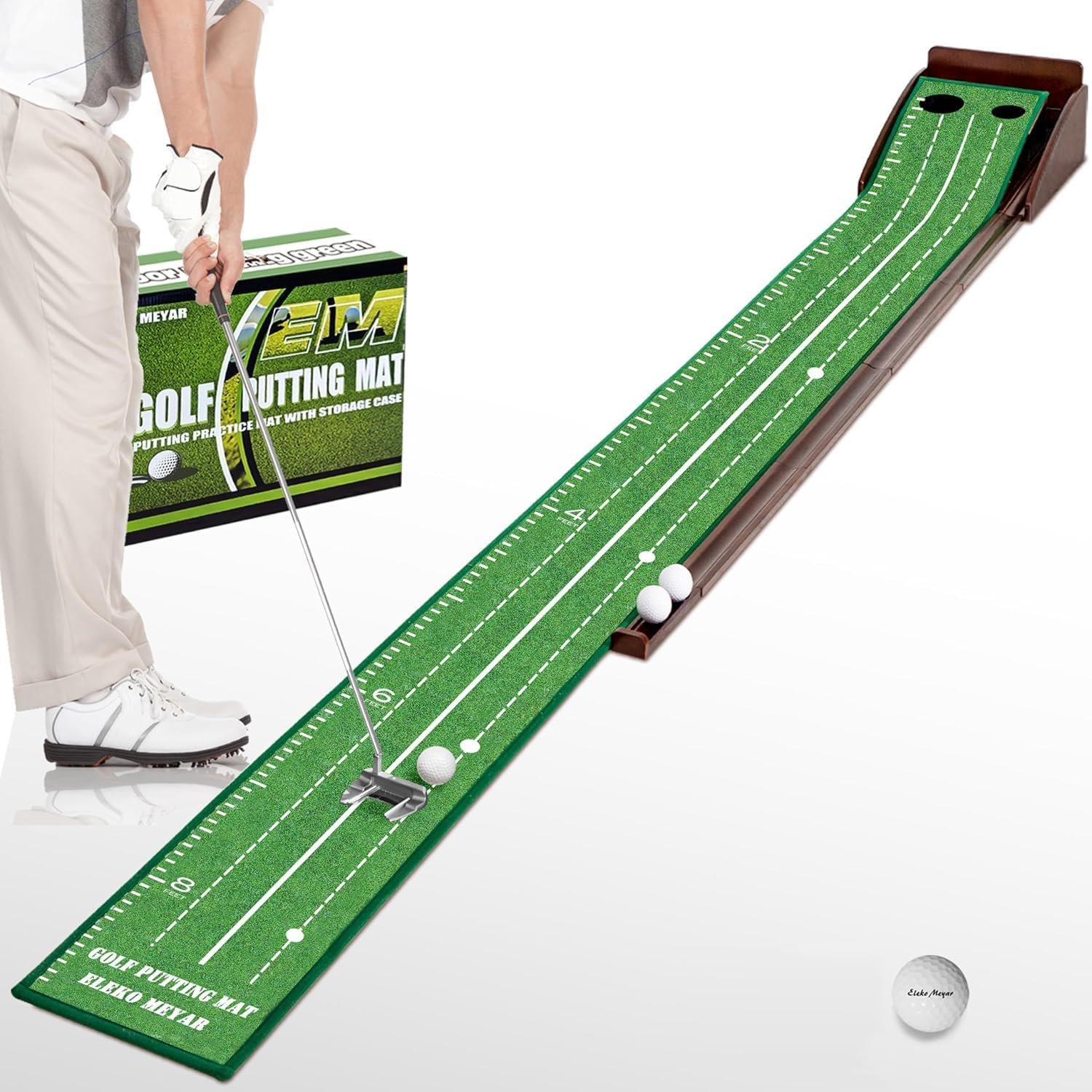 Putting Green Putting matt for Indoors Golf Putting Mat – Indoor Putting with Ball. Putting matt for Golf Practice, Portable and Easy to Clean. Great Gift