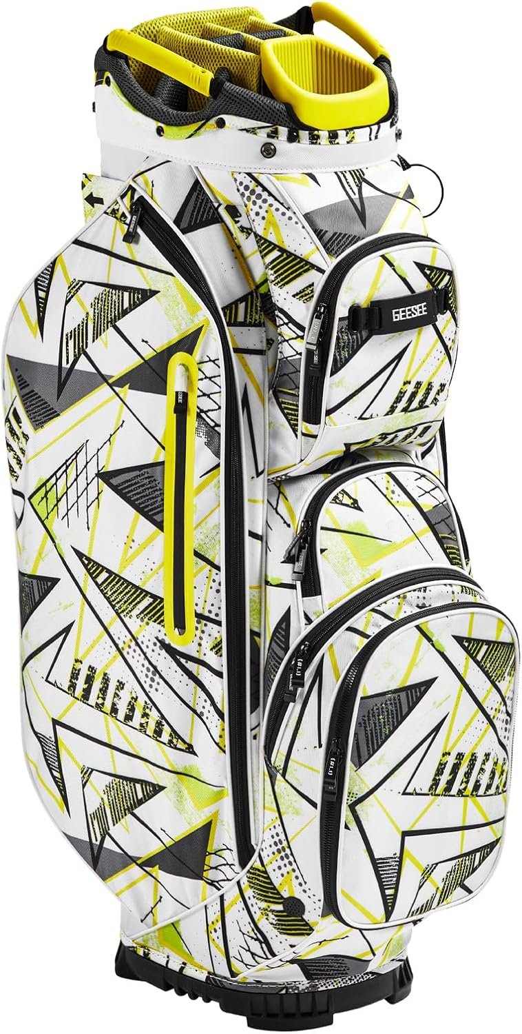 14 Ways Dividers Golf Bag Golf Cart Bag with Full-Length Featuring Cooler Pocket, Rain Hood, 9 Pockets & Padded Strap–Ideal Golf Club Organizer for Men & Women
