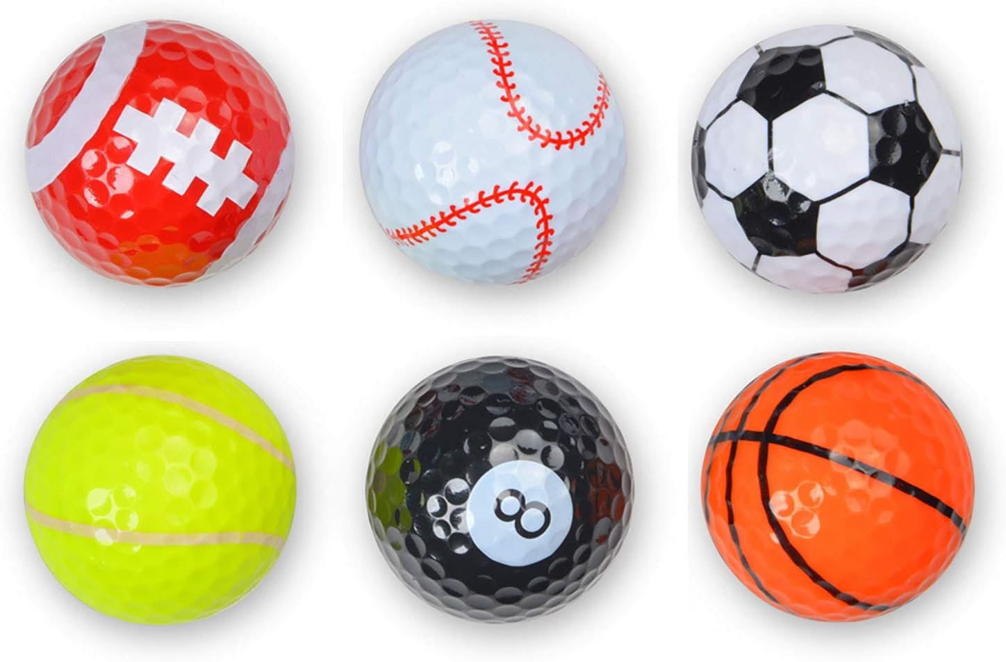 Assorted Golf Balls 6PCS Training Sports Gift Practice Driving Range Novelty Fun for Golfer Colored Cartoon Cute Indoor Personalized Character