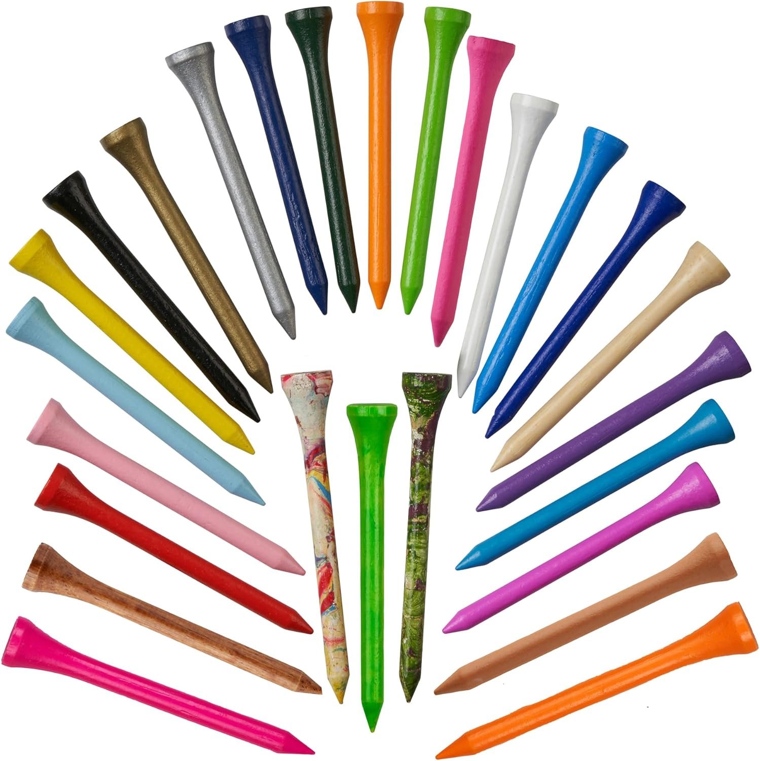 TH Golf 70mm 2 3/4″ Mixed Colour Bamboo Golf Tees Tee Pegs Biodegradable Pack of 100