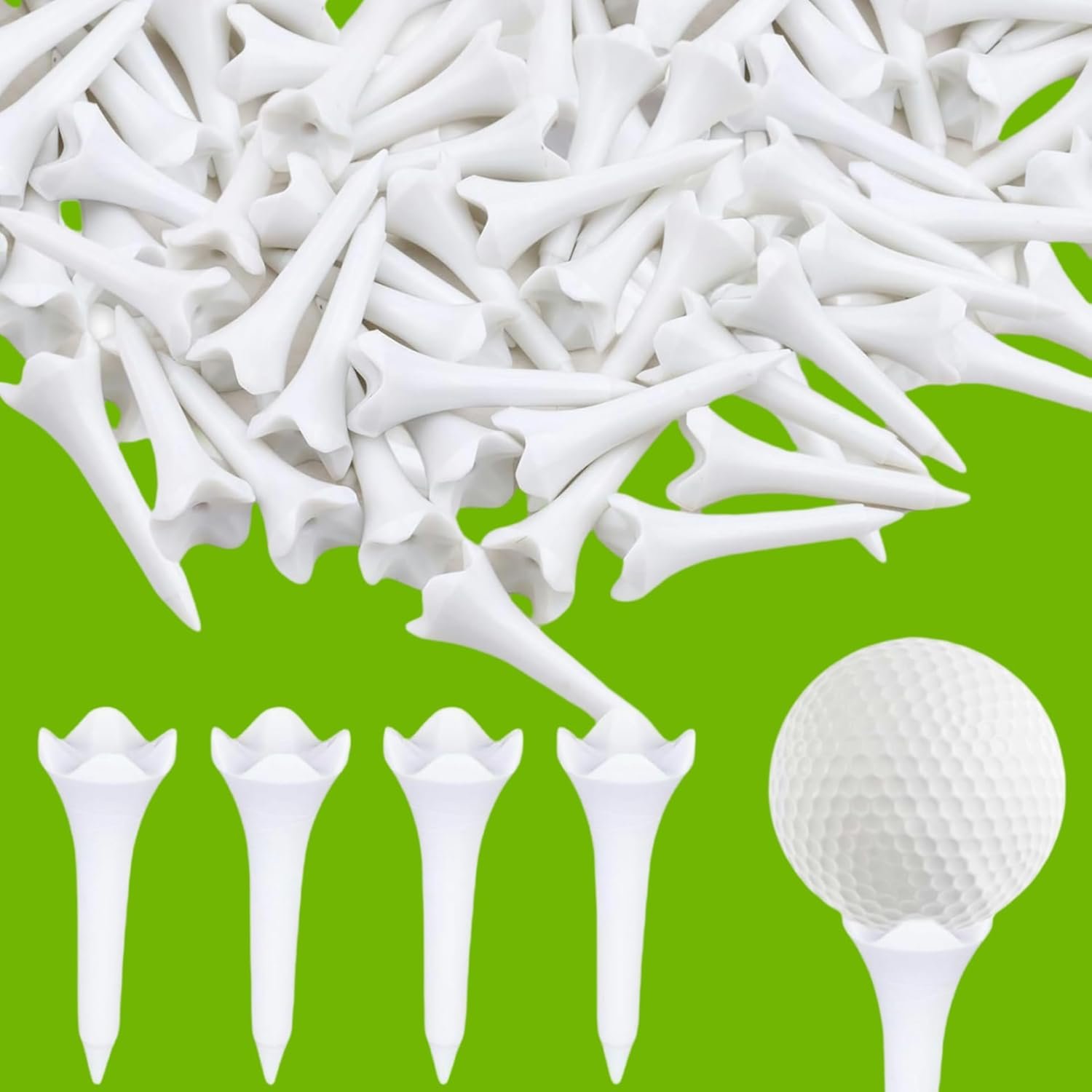 30PCS Plastic Golf Tees – 1-1/2‘’ Short Golf Tees – Enhanced Durability & Stability, Designed to Reduce Friction and Side Spin-4 Prongs Plastic Tees