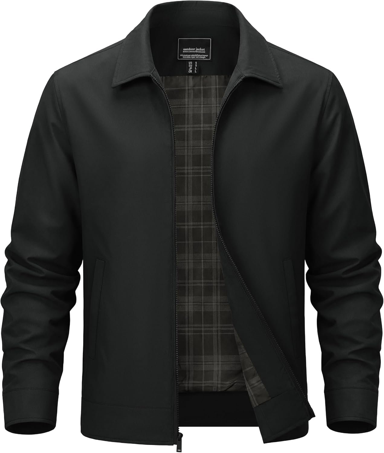 TACVASEN Men’s Lightweight Jackets Full Zip Laydown Collar Windbreaker Jacket Casual Golf Light Coat with Pockets
