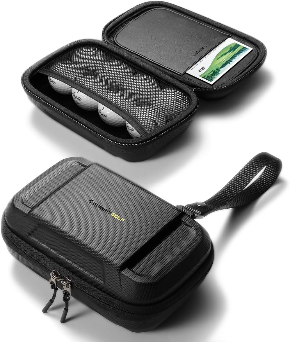 Spigen Golf Accessories Organizer Pouch – Valuables Holder for Balls, Tees, Markers & Gloves, Fits Range Finder, Portable Launch Monitor, Phone & Wallet