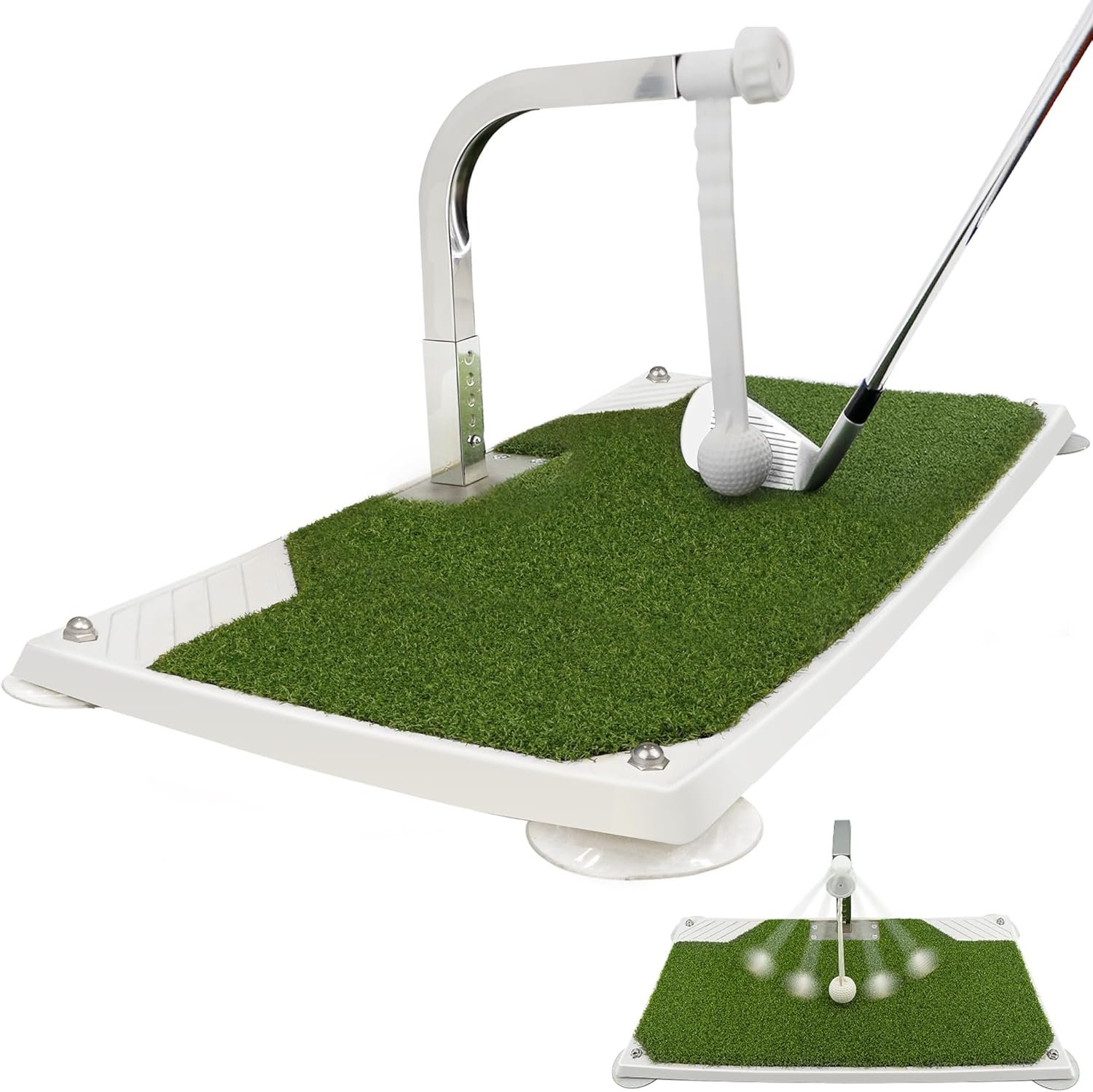 Golf Swing Trainer – Golf Training Equipment with 5 Height Adjustments – Iron and Club Practice Simulator in Home & Indoor – Portable Golf Swing Practice Mat, True Impact