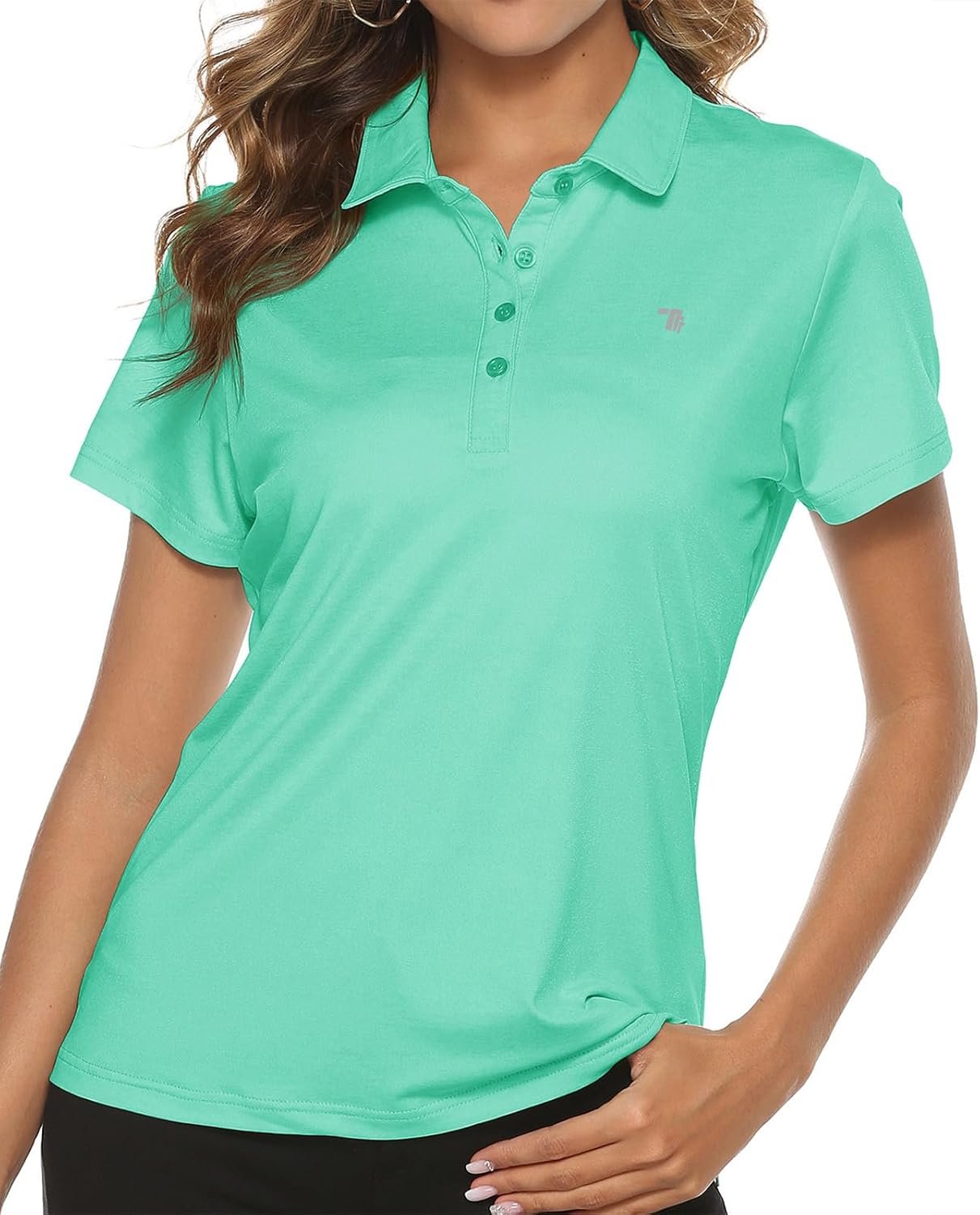 TBMPOY Women’s Golf Polo Short Sleeve Shirts Lightweight Moisture Wicking Collared T Shirt Quick Dry 4-Button