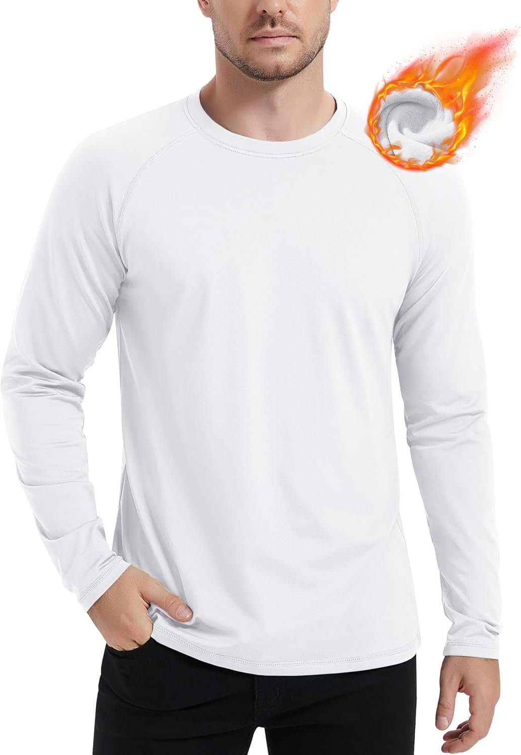 MAGCOMSEN Men’s Thermal Shirt Fleece Lined Long Sleeve Athletic Base Layer Workout Top