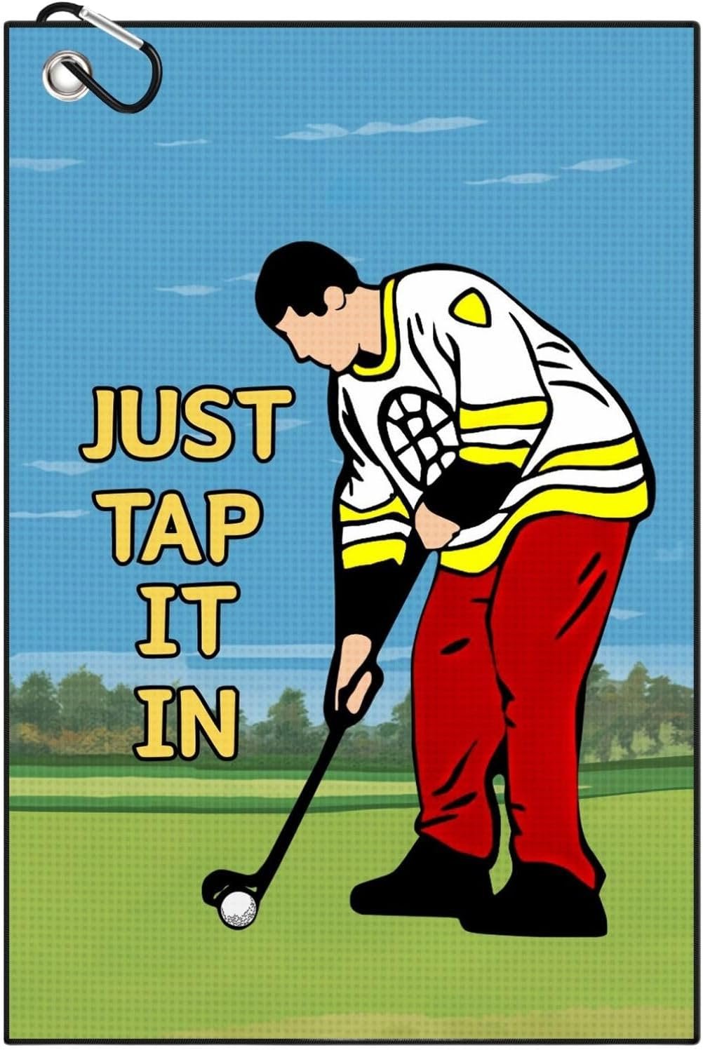 Funny Printed Golf Towel, Funny Golf Towel for Golf Bags with Clip, Golf Gift for Men Husband Boyfriend Dad, Birthday, Cristmas Gifts for Fans – Just Tap It in