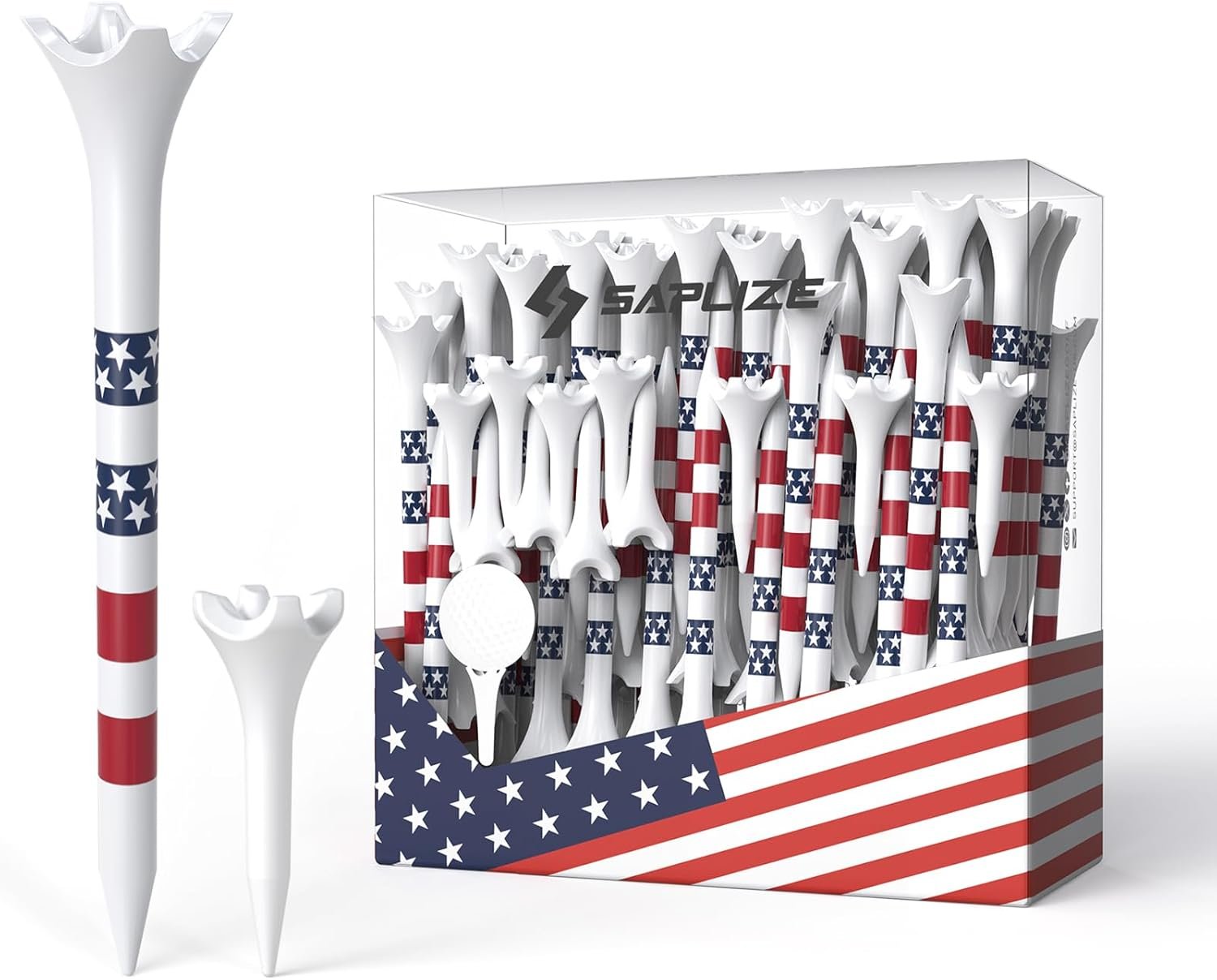 SAPLIZE Upgraded 4-Prong Golf Tees Plastic, 50/100/120/200 Pack (1-1/2″, 2-3/4”, 3-1/4″), Engineered to Reduce Friction & Side Spin, Unique Golf Gifts for Golfers