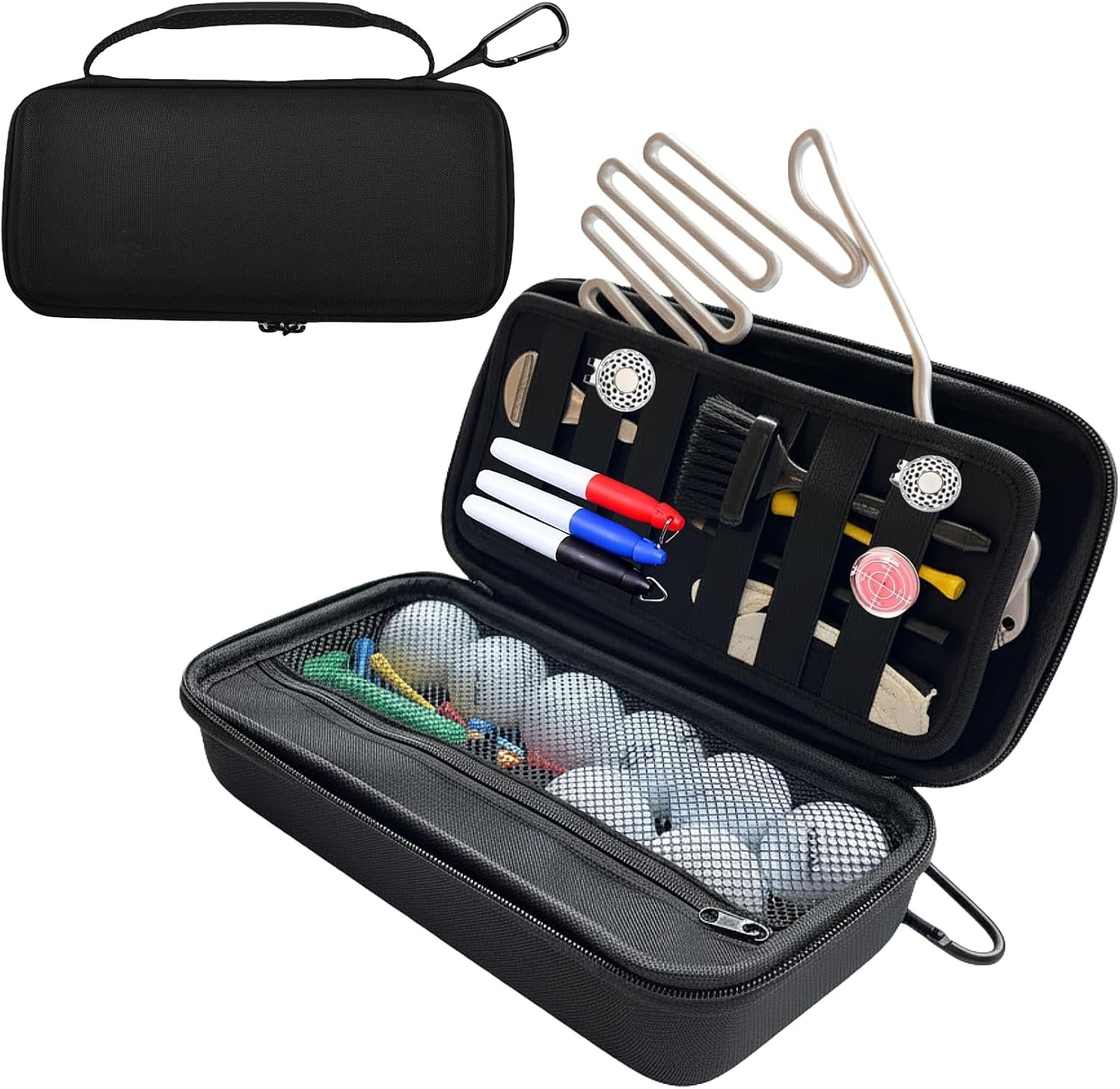 BLIRITEL Golf Glove Holder Case with Removable Glove Shaper,Hard Shell Protective Golf Accessories Organizer Bag Fits Balls,Tees,Markers,Golf Gift for Men Women Golfers